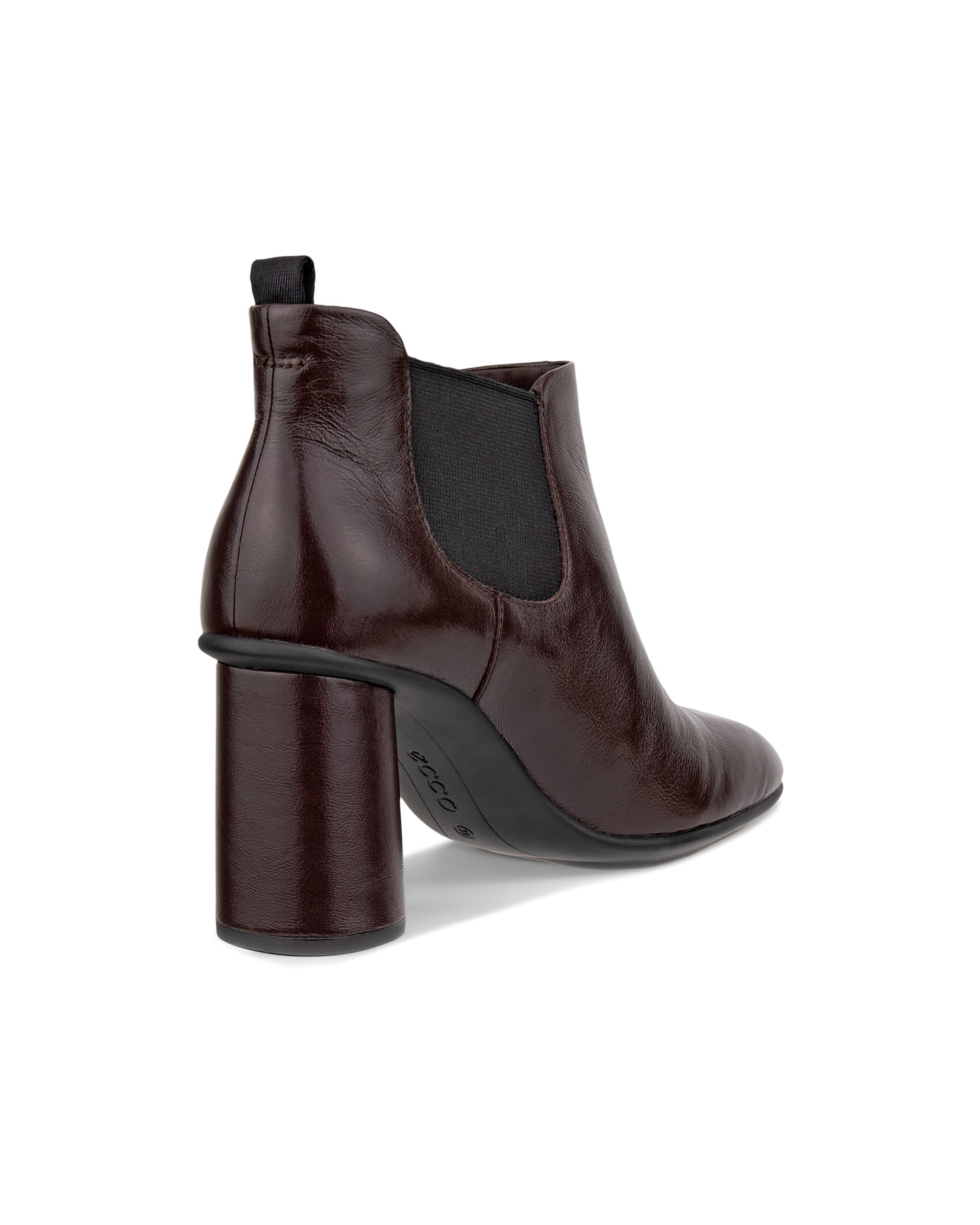 Women's ECCO® Sculpted Alba 65 Leather Chelsea Heel Boot - Brown - Back