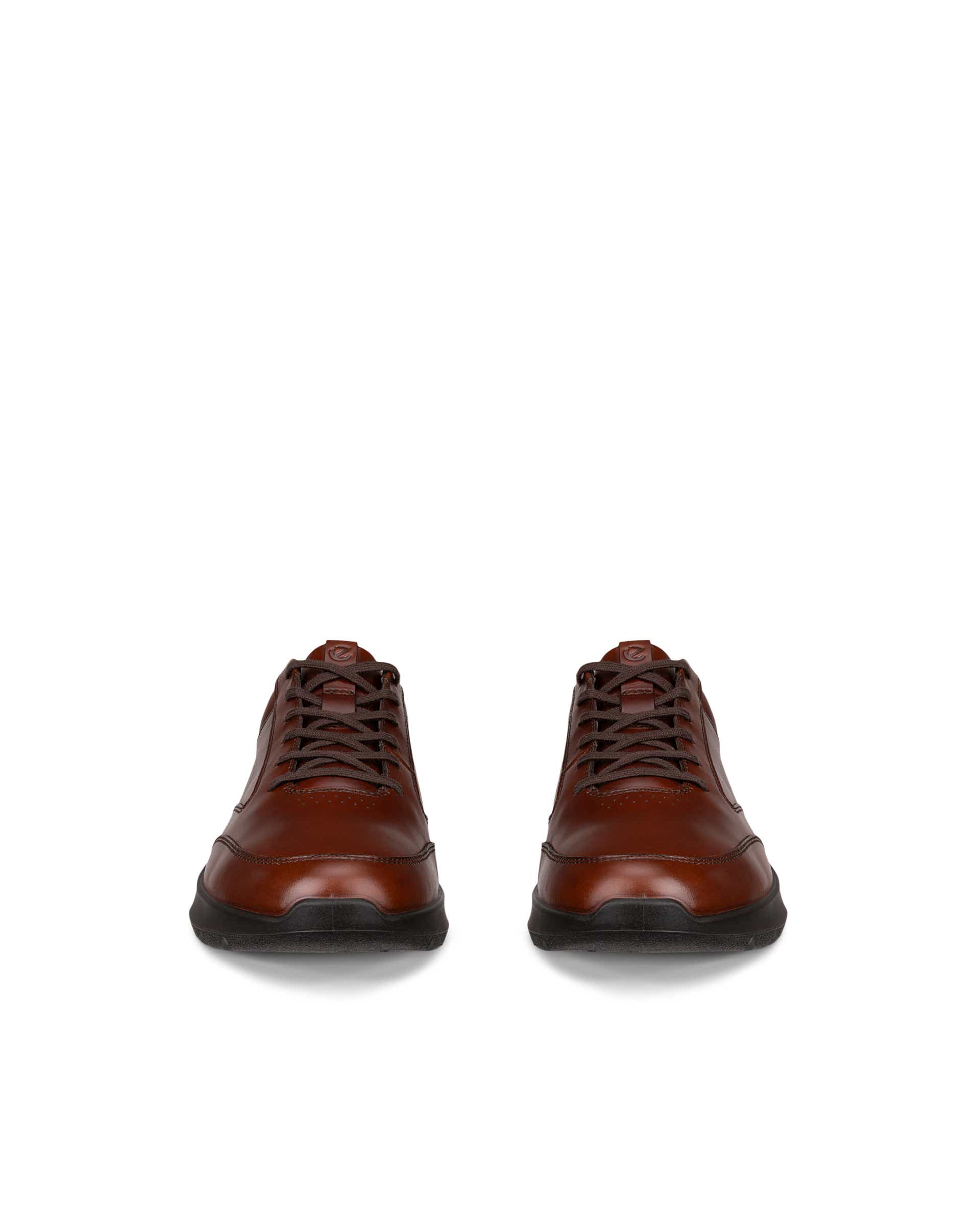 Men's ECCO® CITY STRIDE Leather Trainer - Brown - Front pair