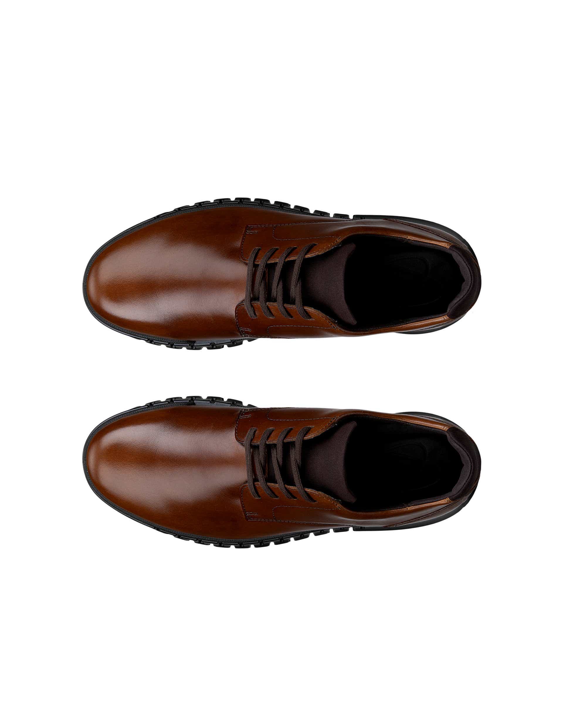 Men's ECCO® GRUUV STUDIO Leather Derby Shoe - Brown - Top left pair