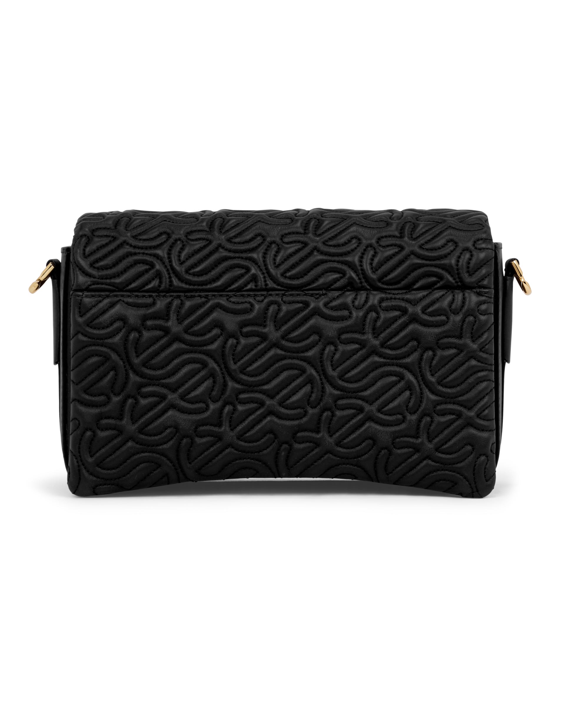 ECCO® Pinch Large Quilted Wave Leather Crossbody Bag - Black - Back