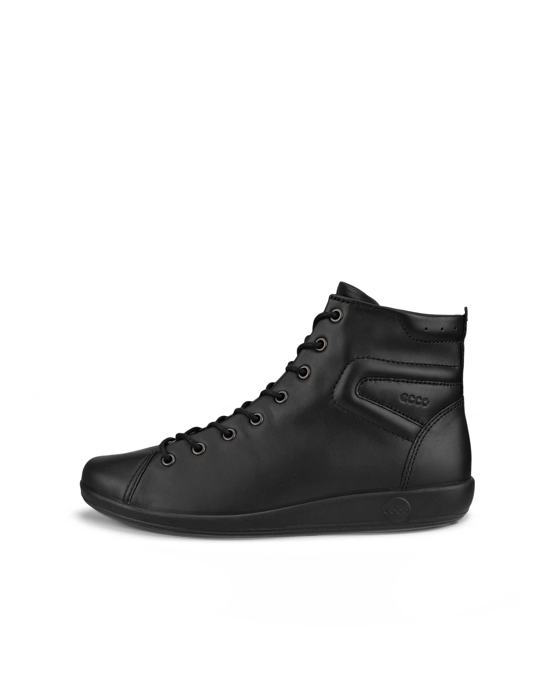 ECCO® Soft 2.0 Dames hoge leren wandelschoen - Zwart - Outside