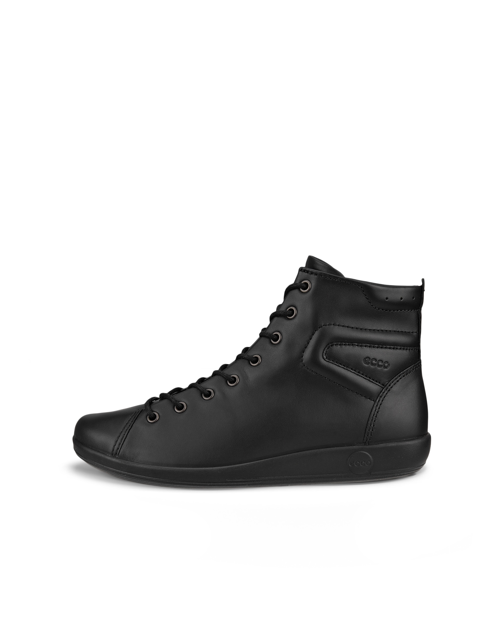 ECCO® Soft 2.0 Dames hoge leren wandelschoen - Zwart - Outside