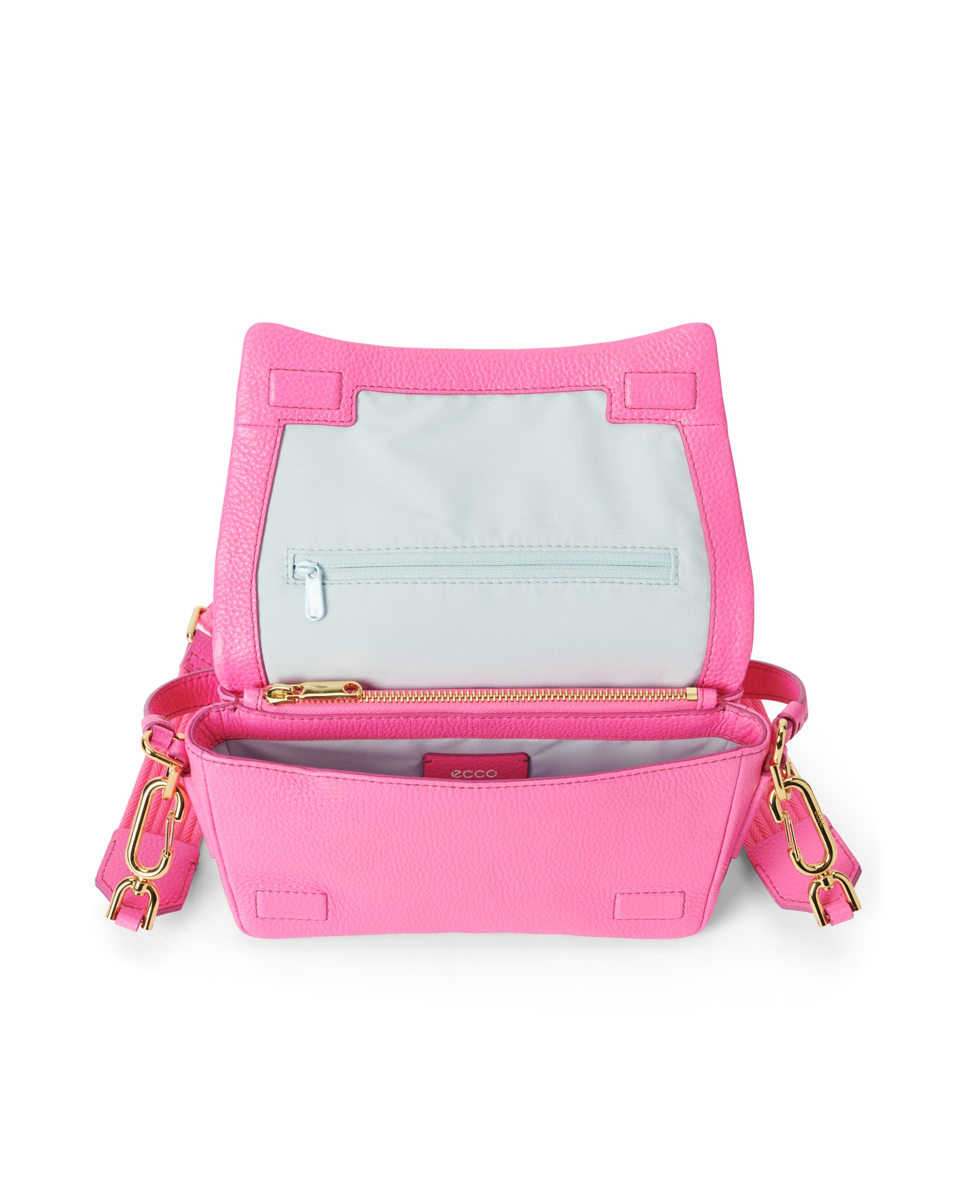 ECCO® Medium Pinch Leather Crossbody Bag - Pink - Inside