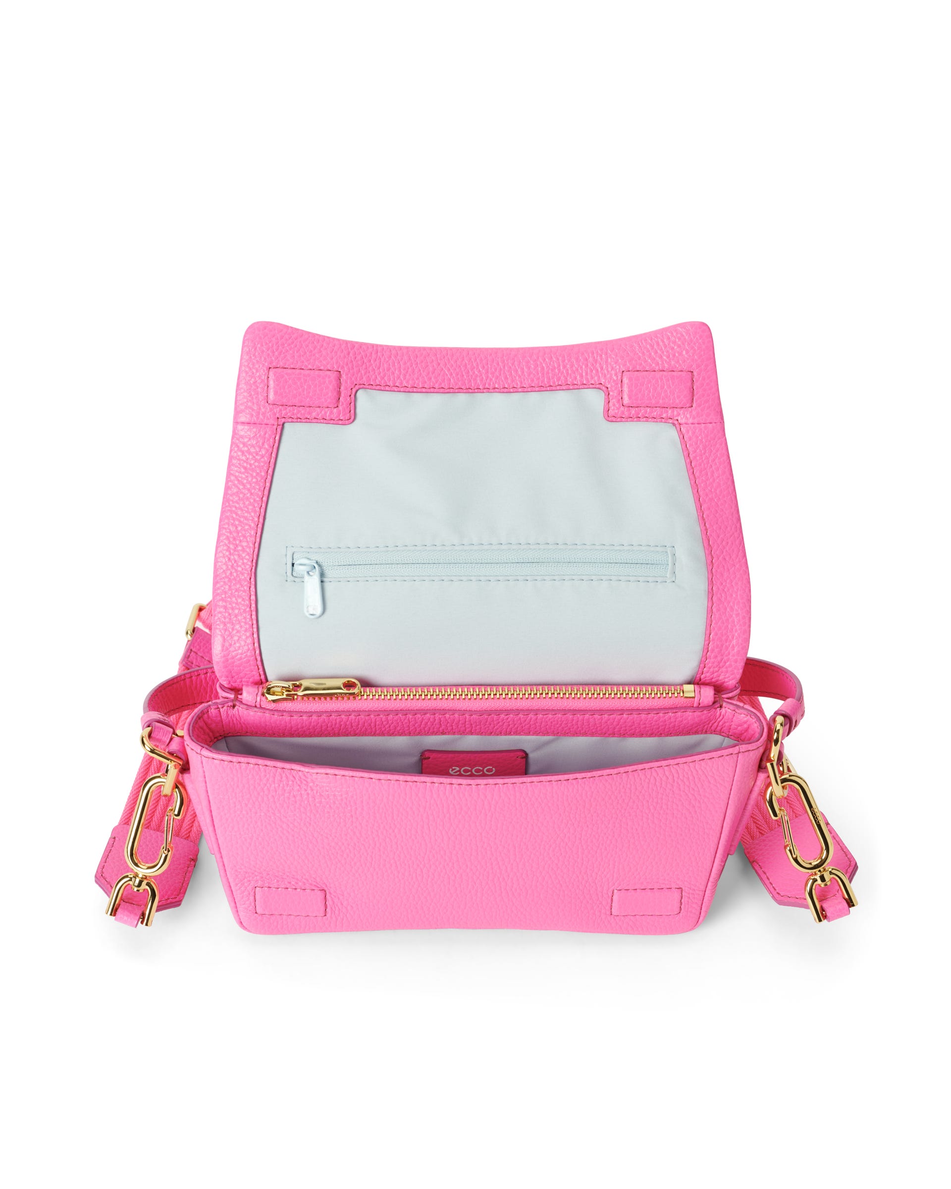 ECCO® Medium Pinch Leather Crossbody Bag - Pink - Inside