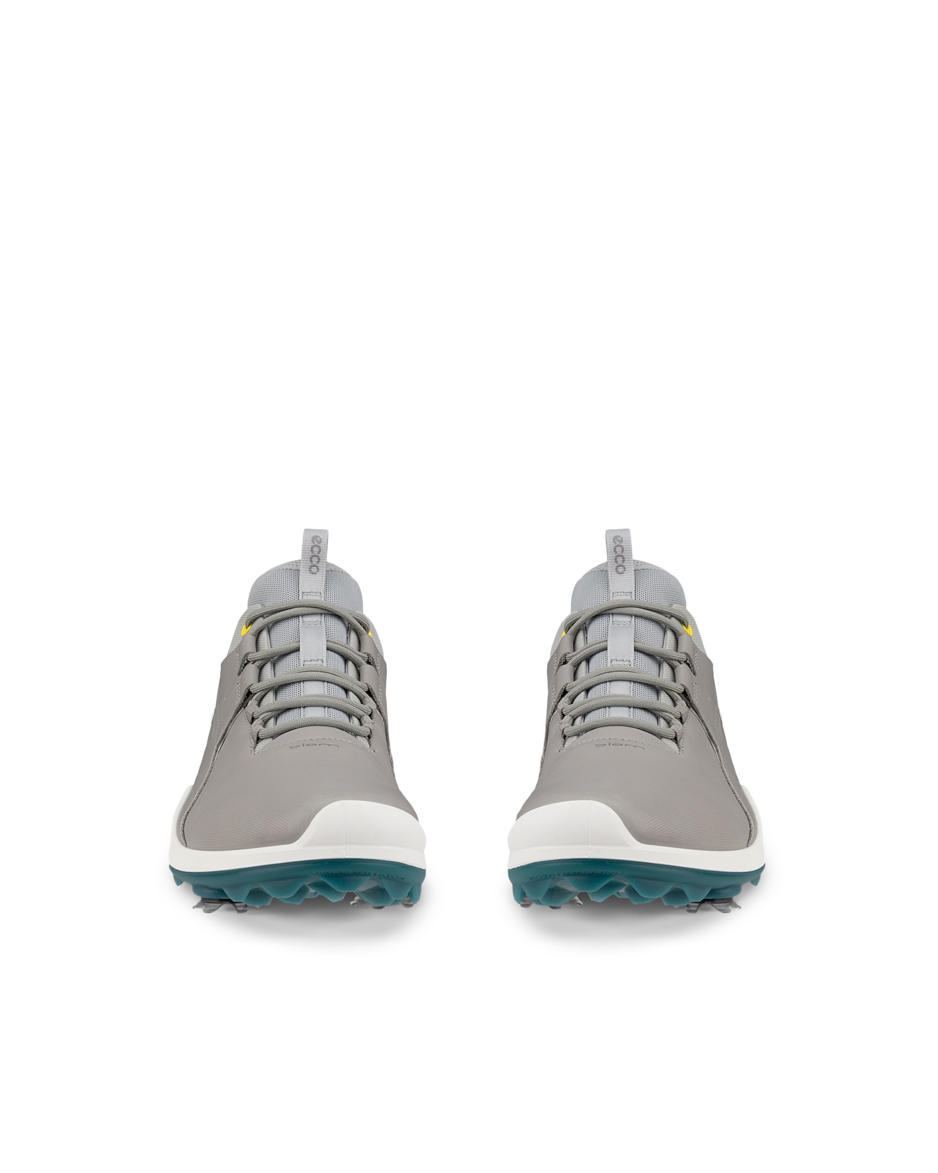 Men's ECCO® Golf Biom Tour Leather Waterproof Golf Spikes - Grey - Front pair
