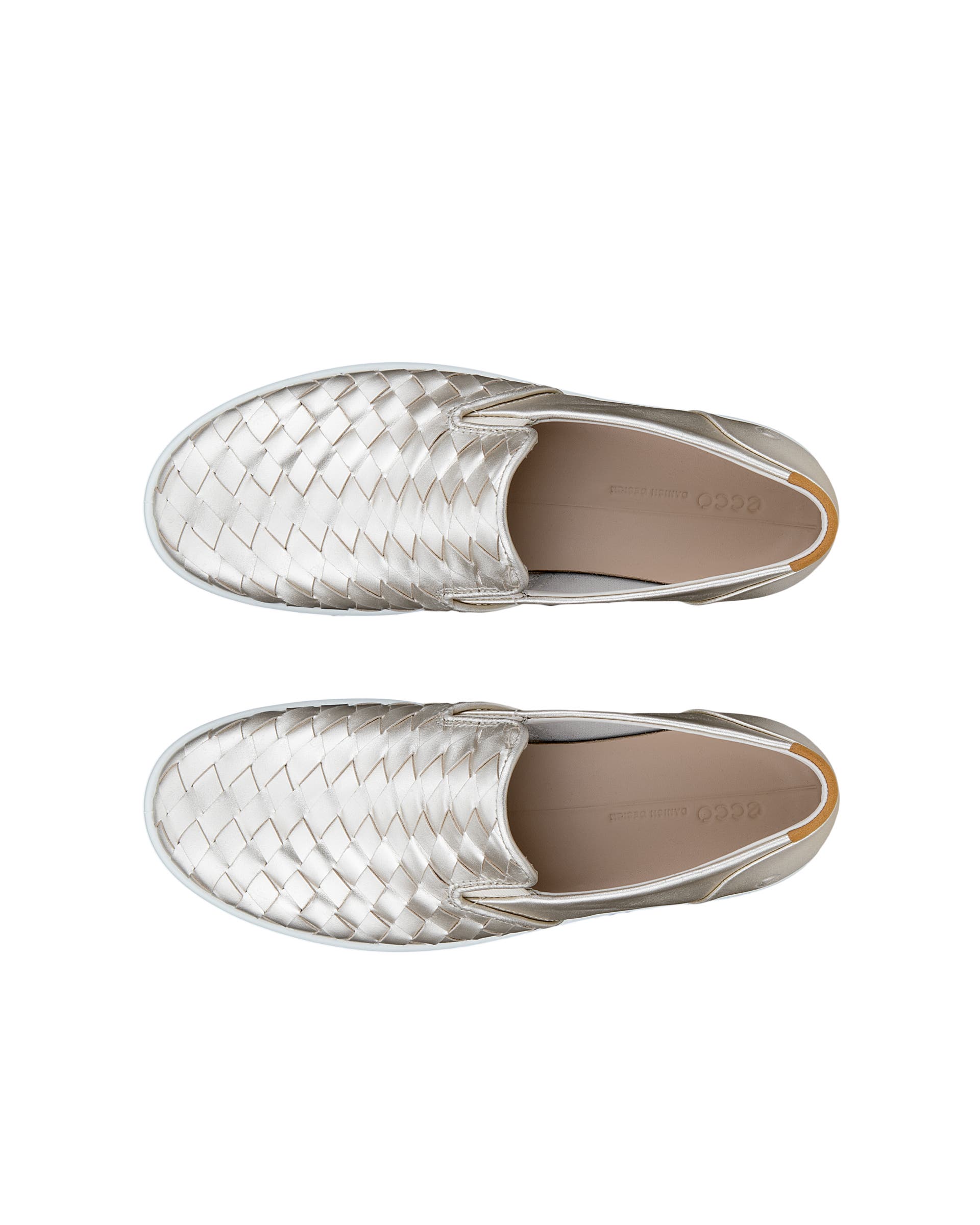 Women's ECCO® Soft 7 Woven Leather Slip-On - Metallics - Top left pair