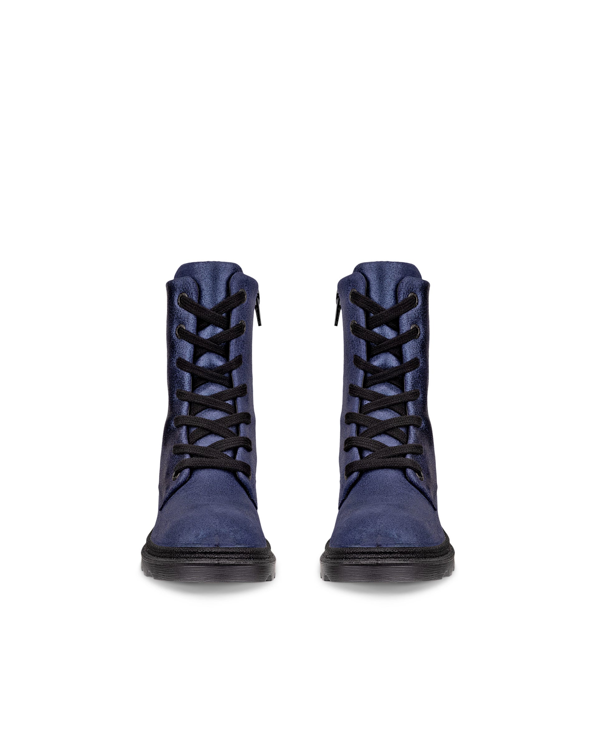 Kids' ECCO® GRAINER Suede Waterproof Lace-Up Boot - Purple - Front pair