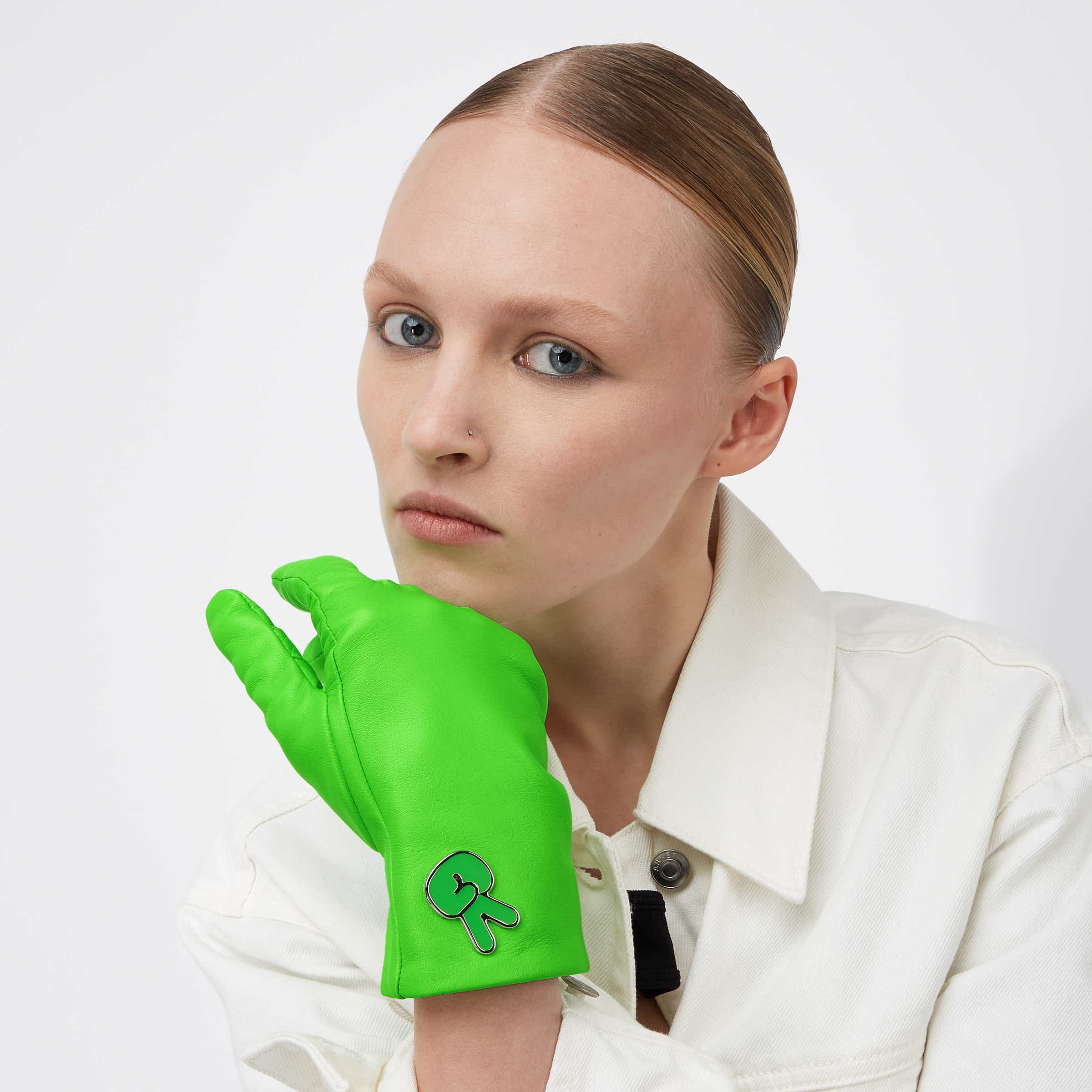 ECCO Gloves Cool ウィメンズ レザーグローブ - グリーン - Modelshot-1