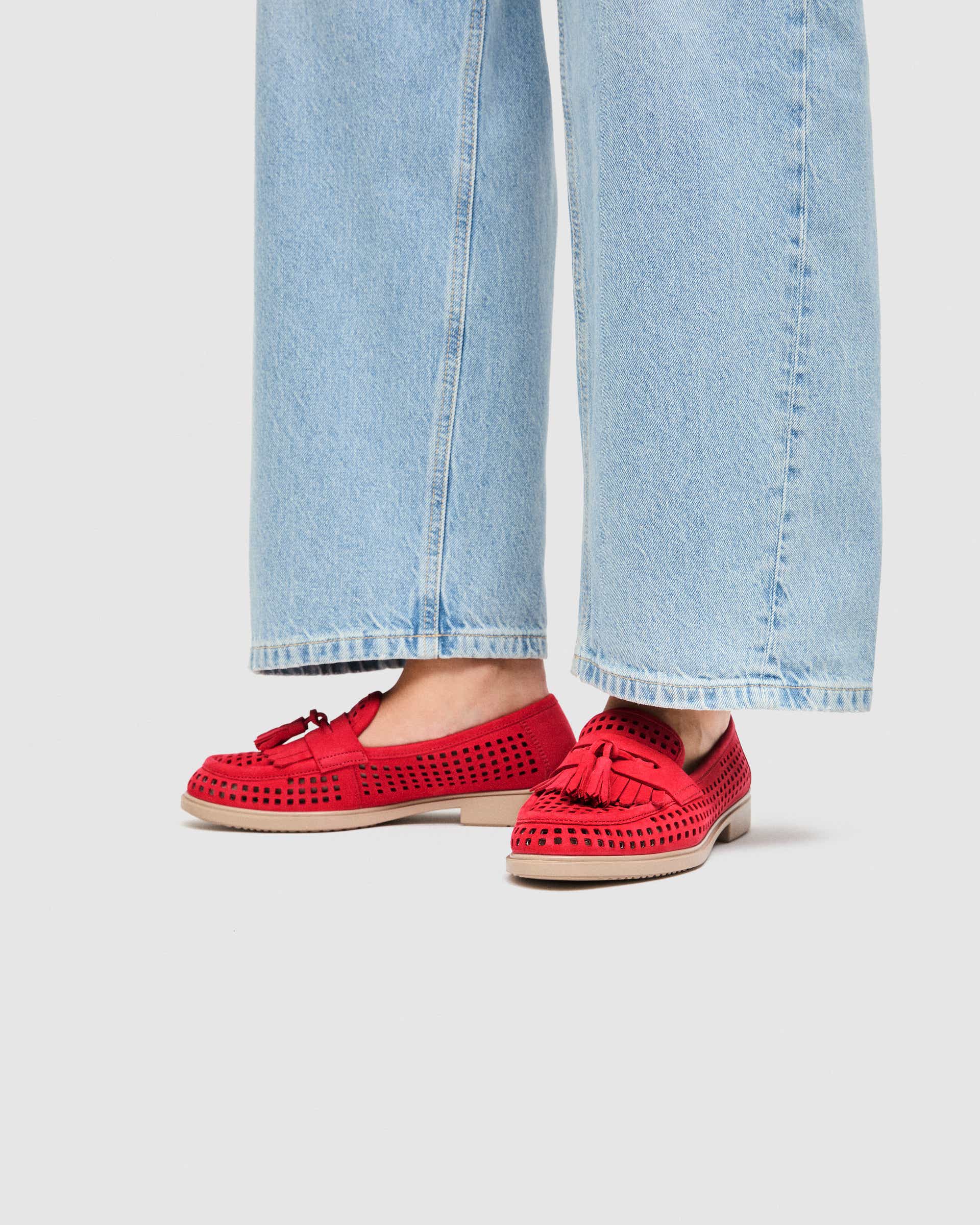 Women's ECCO® Dress Classic 15 Nubuck Loafer - Red - Lifestyle image-1