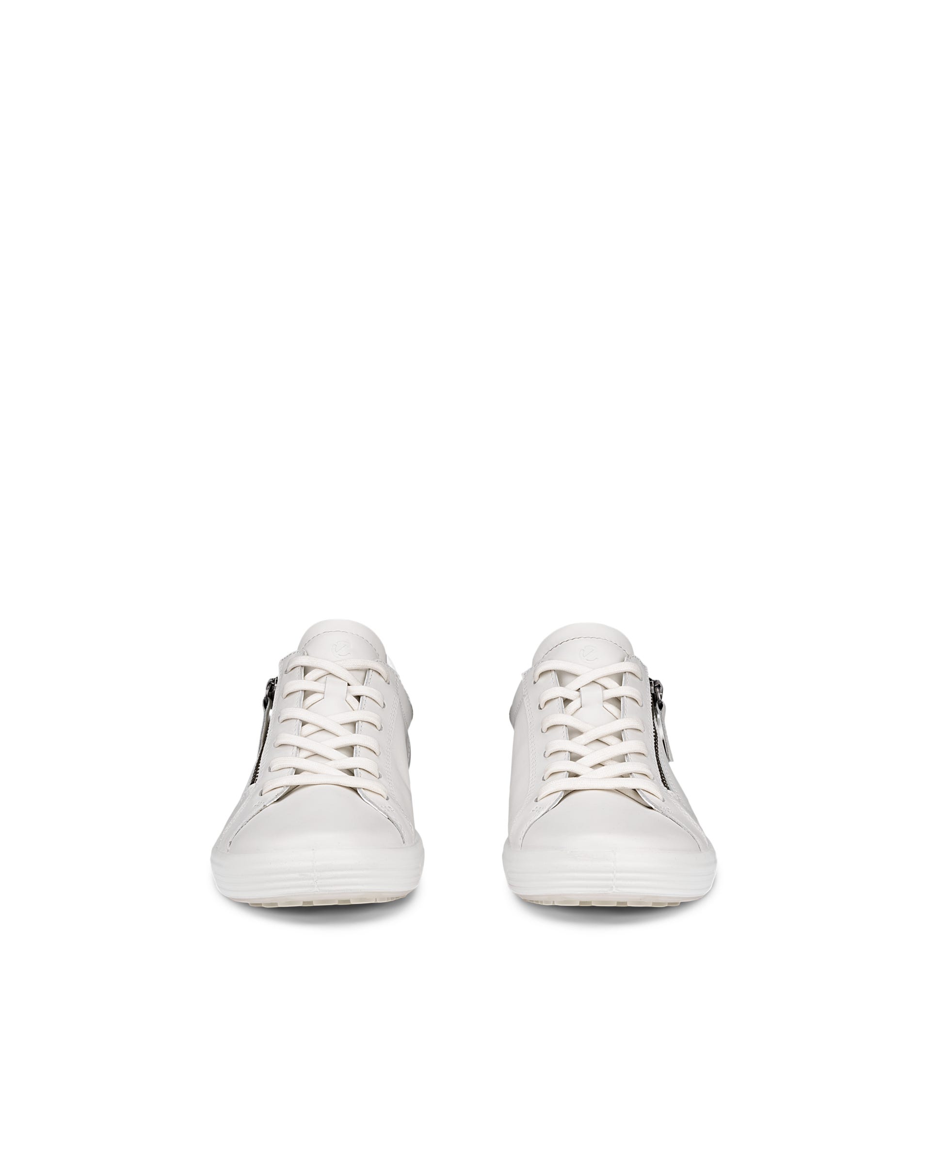 Women's ECCO® Soft 7 Leather Side-Zip Sneaker - White - Front pair