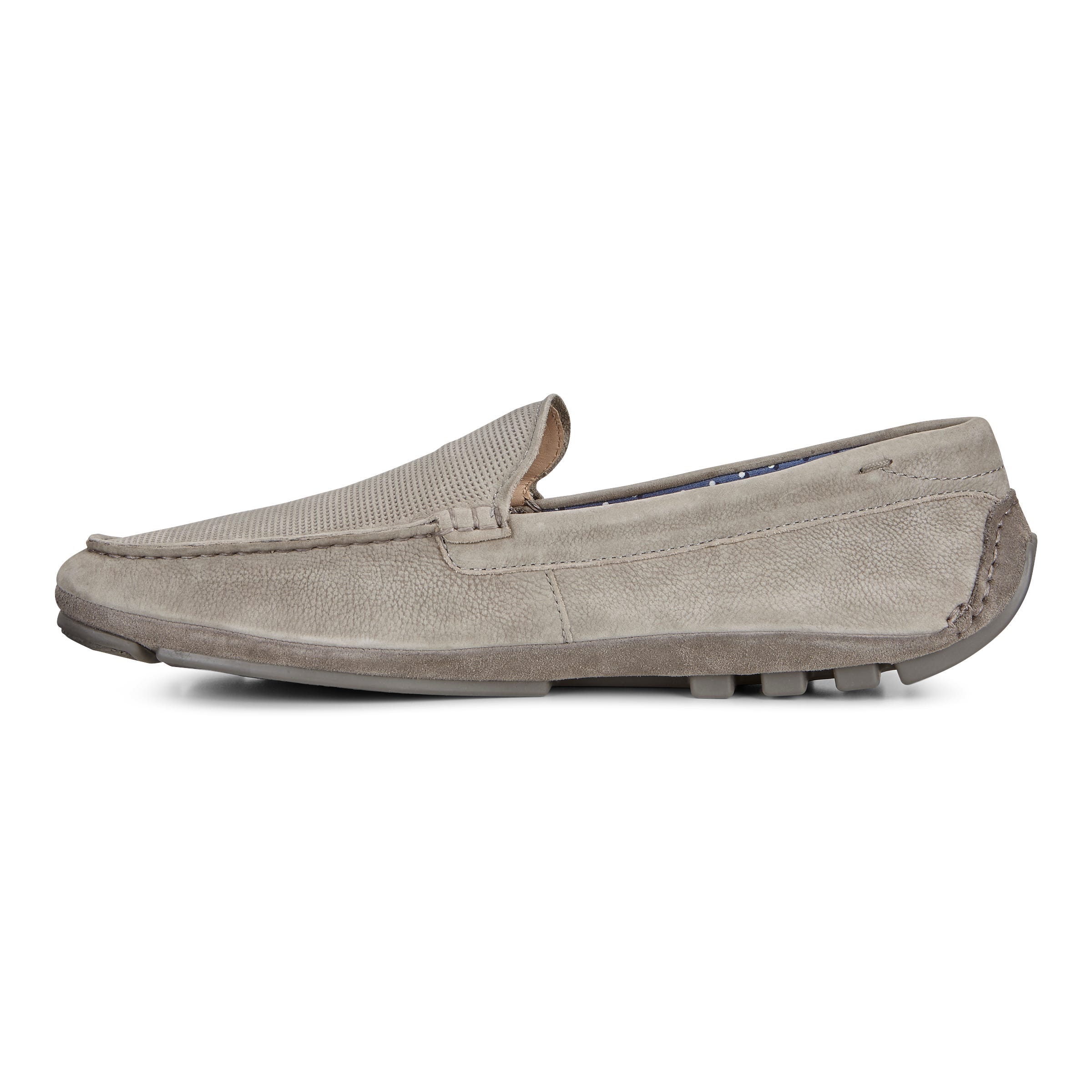 Men's ECCO® Summer Moc Nubuck Moccasin - Grey - Inside