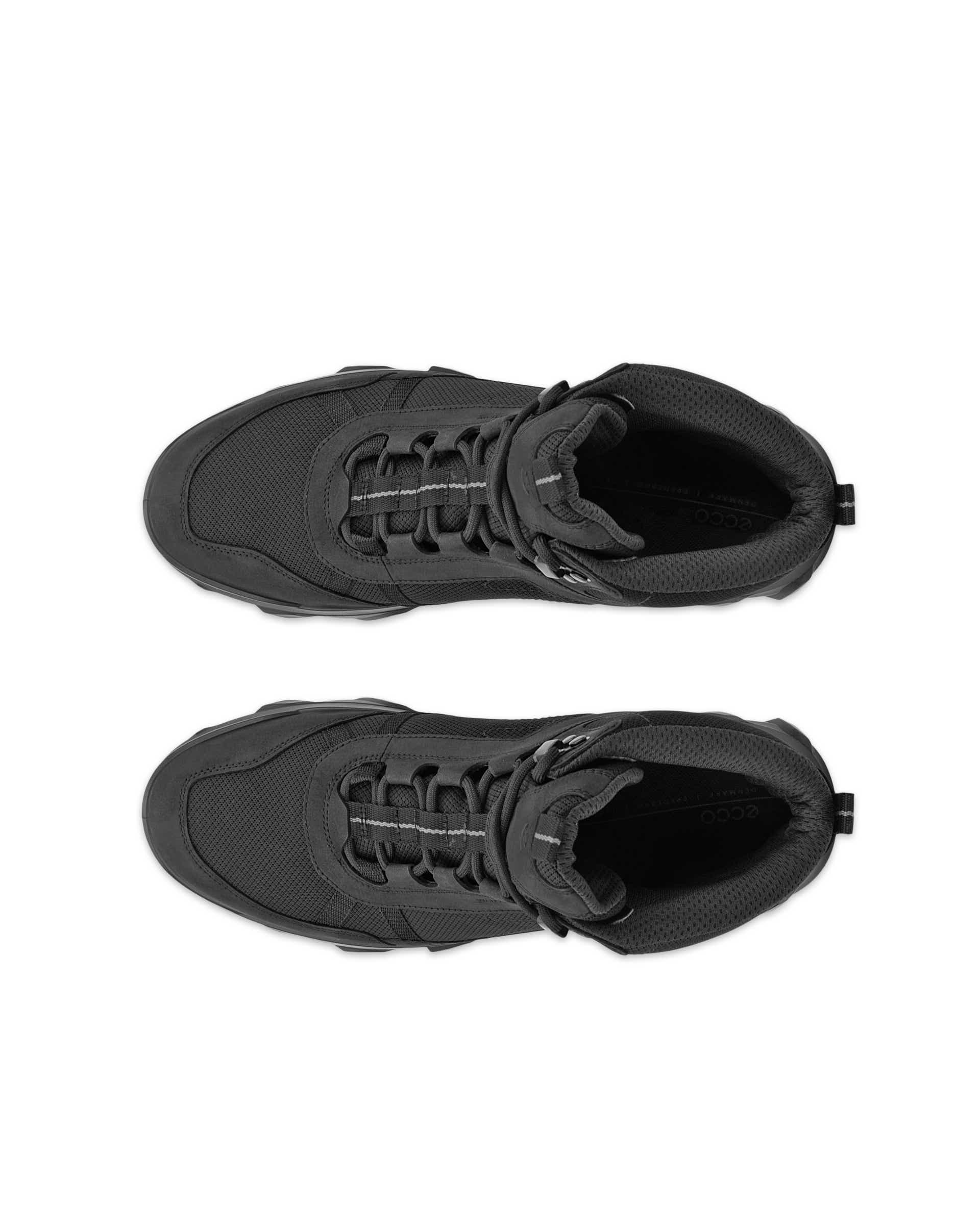 Men's ECCO® MX Nubuck Waterproof Mid-Cut Outdoor Boot - Black - Top left pair