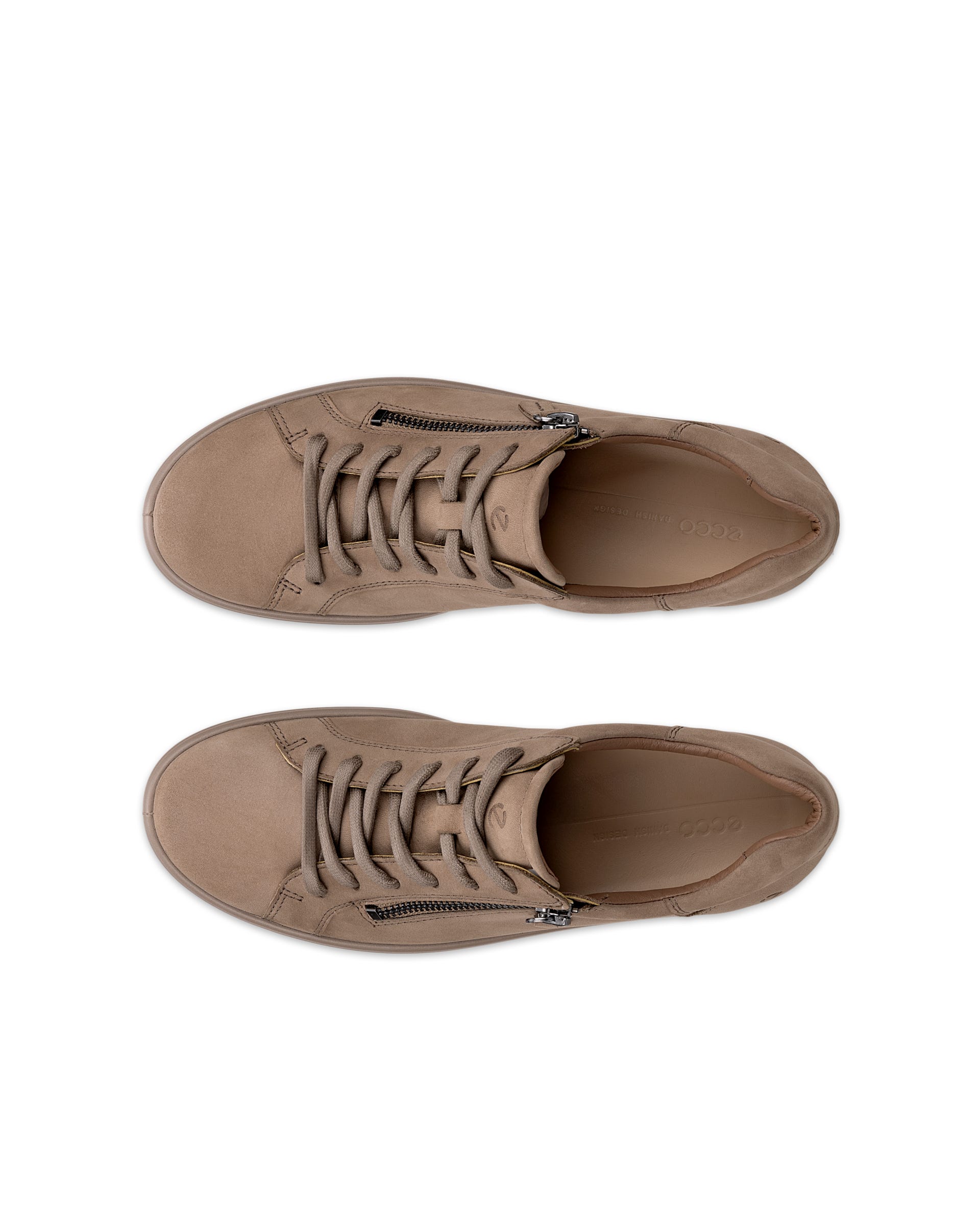 Women's ECCO® Soft 7 Nubuck Side-Zip Sneaker - Brown - Top left pair