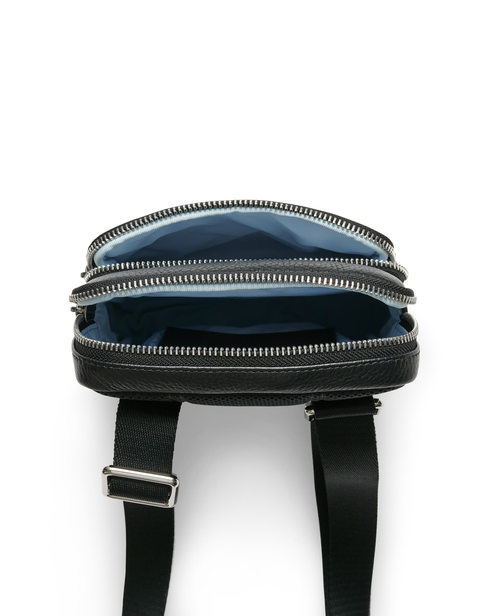 ECCO® Flat Pouch Pebbled Leather Crossbody Bag - Black - Birdeye