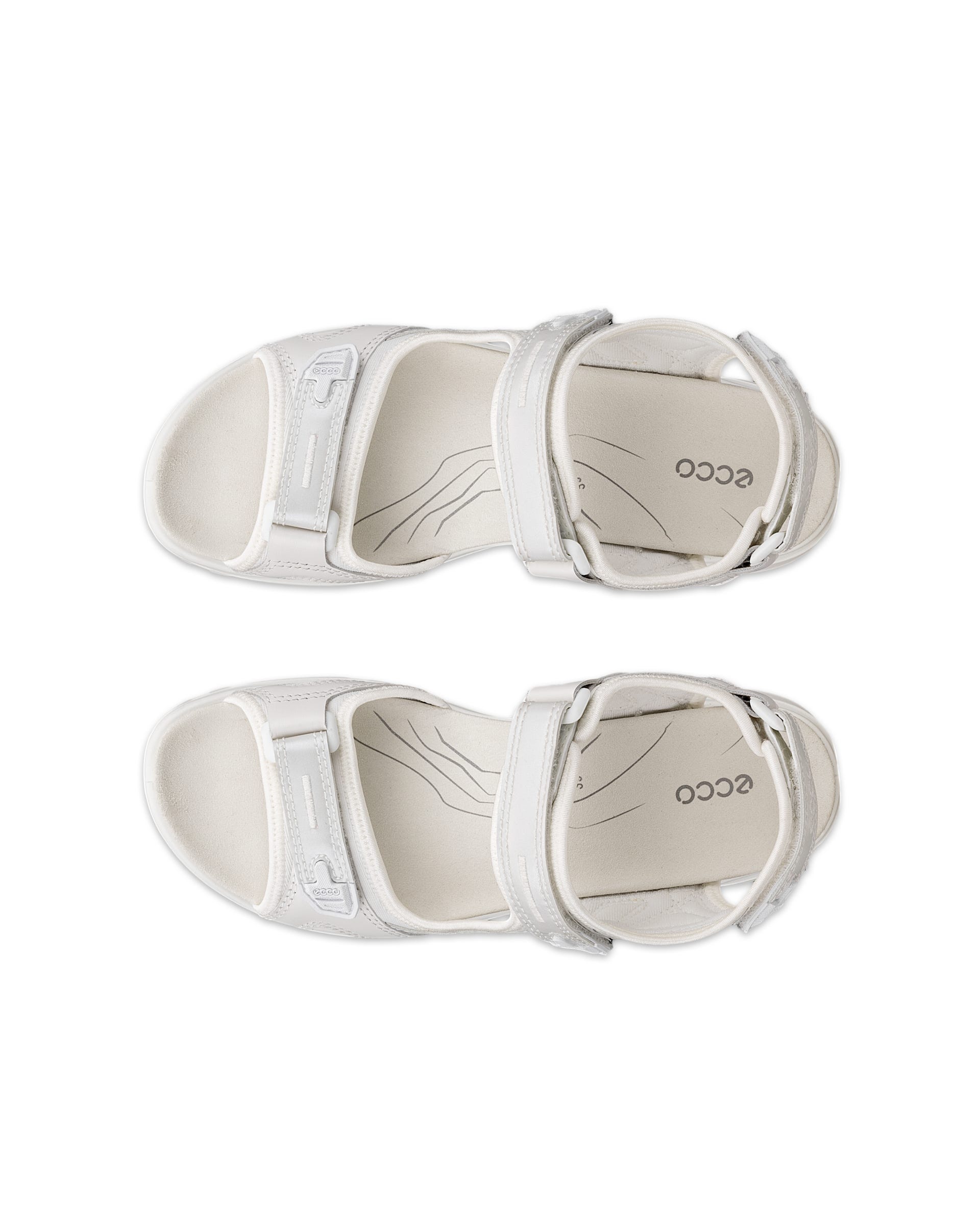 Women's ECCO® Offroad Leather Outdoor Sandal - White - Top left pair