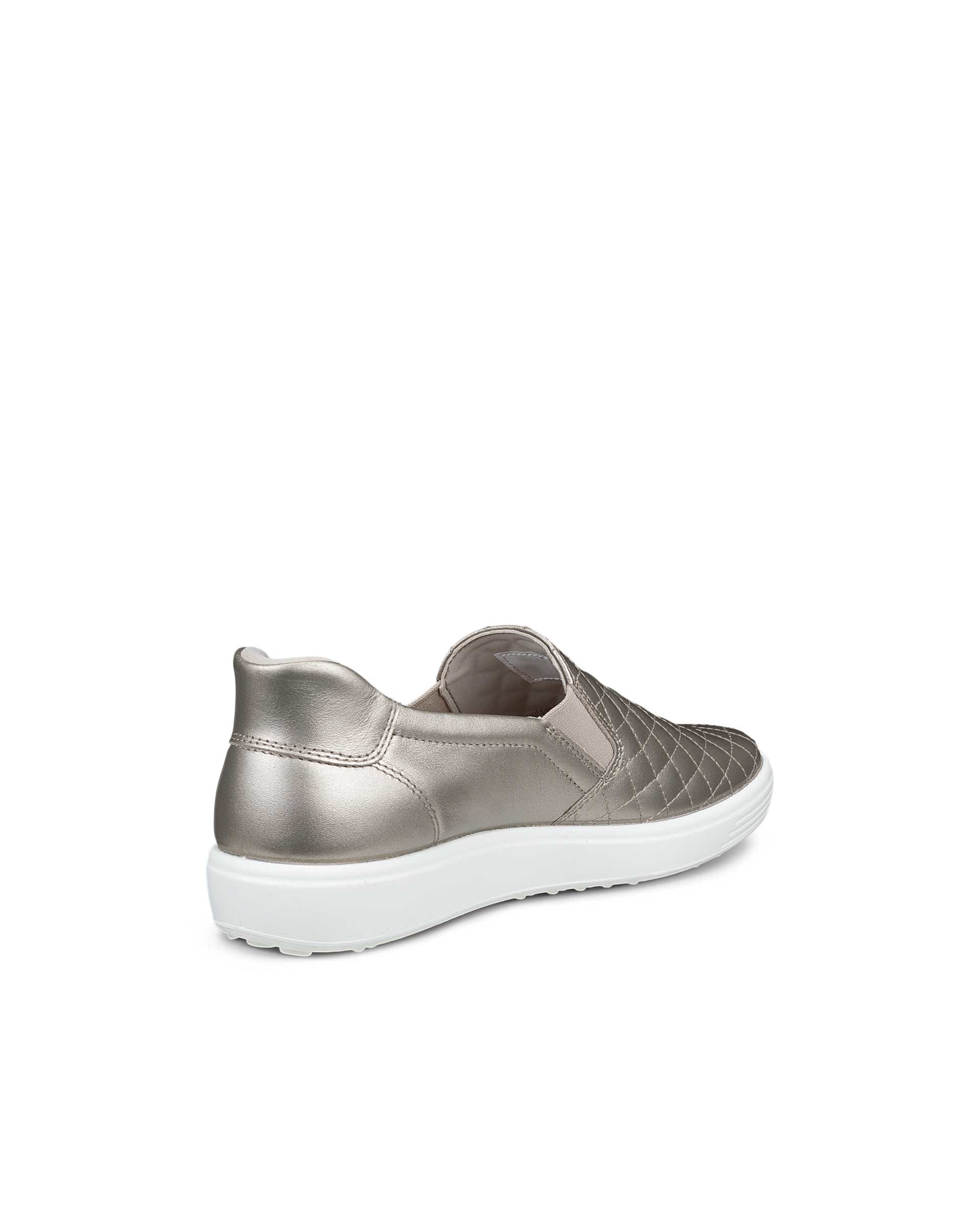 Women's ECCO® Soft 7 Leather Slip-On Shoe - Beige - Back