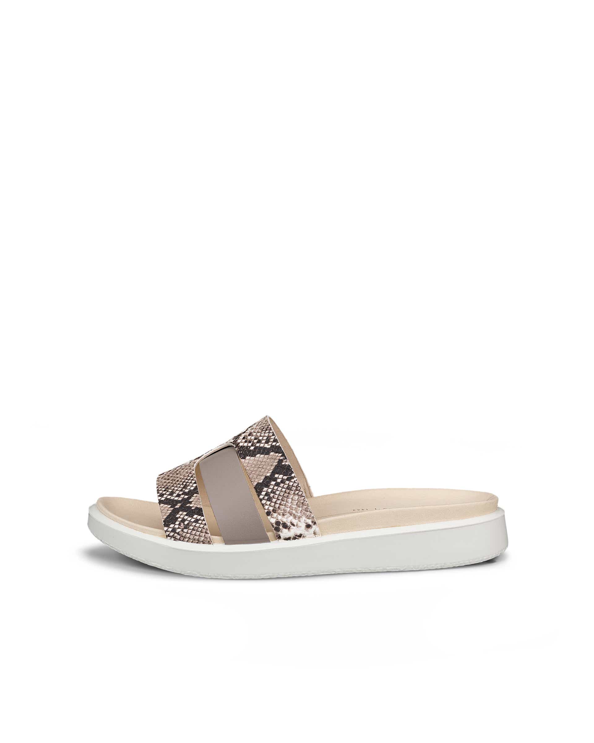 Women's ECCO® Flowt Leather Slide - Gray - Outside