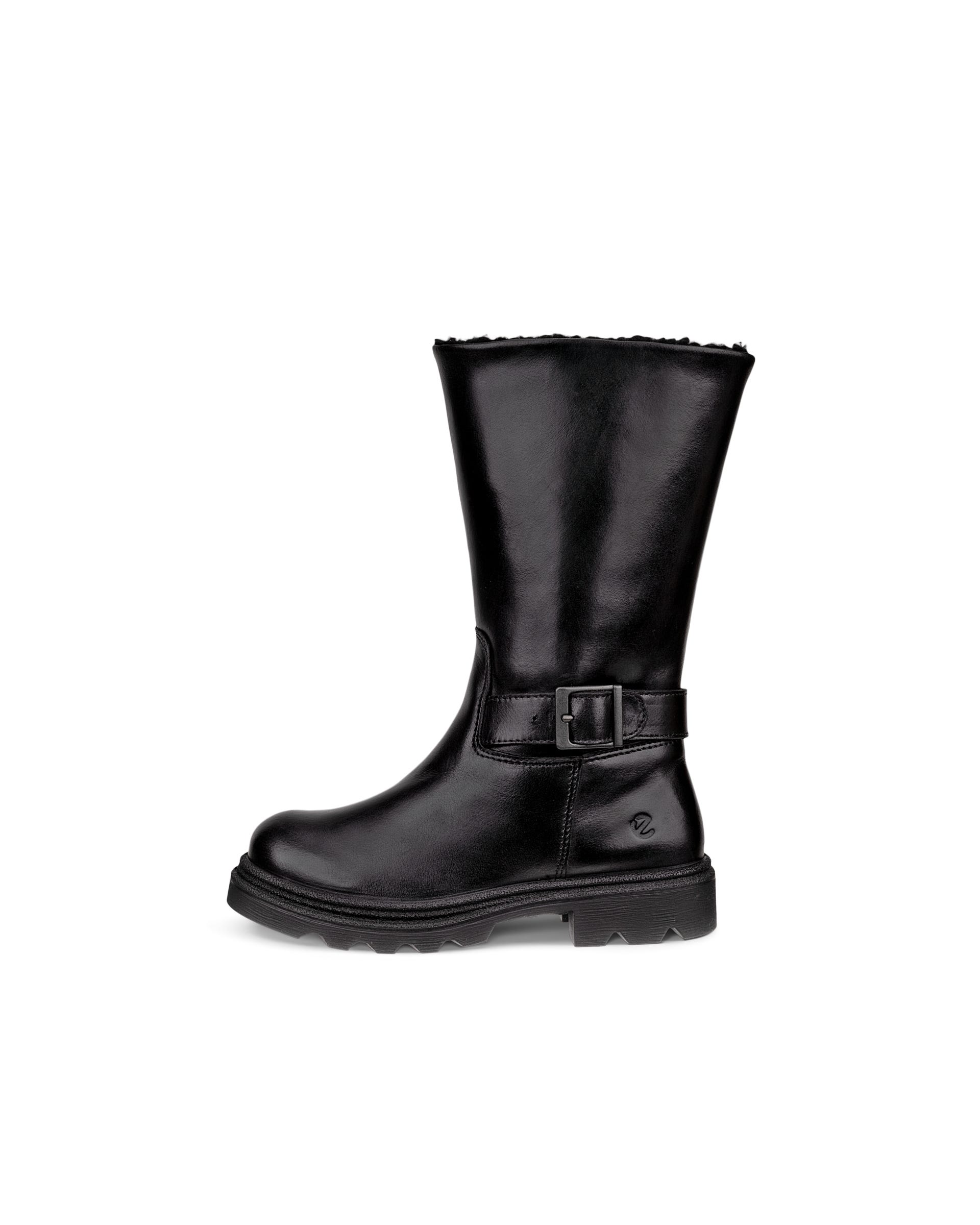 Kids' ECCO® Grainer Leather Waterproof High-Cut Boot - Black - Outside