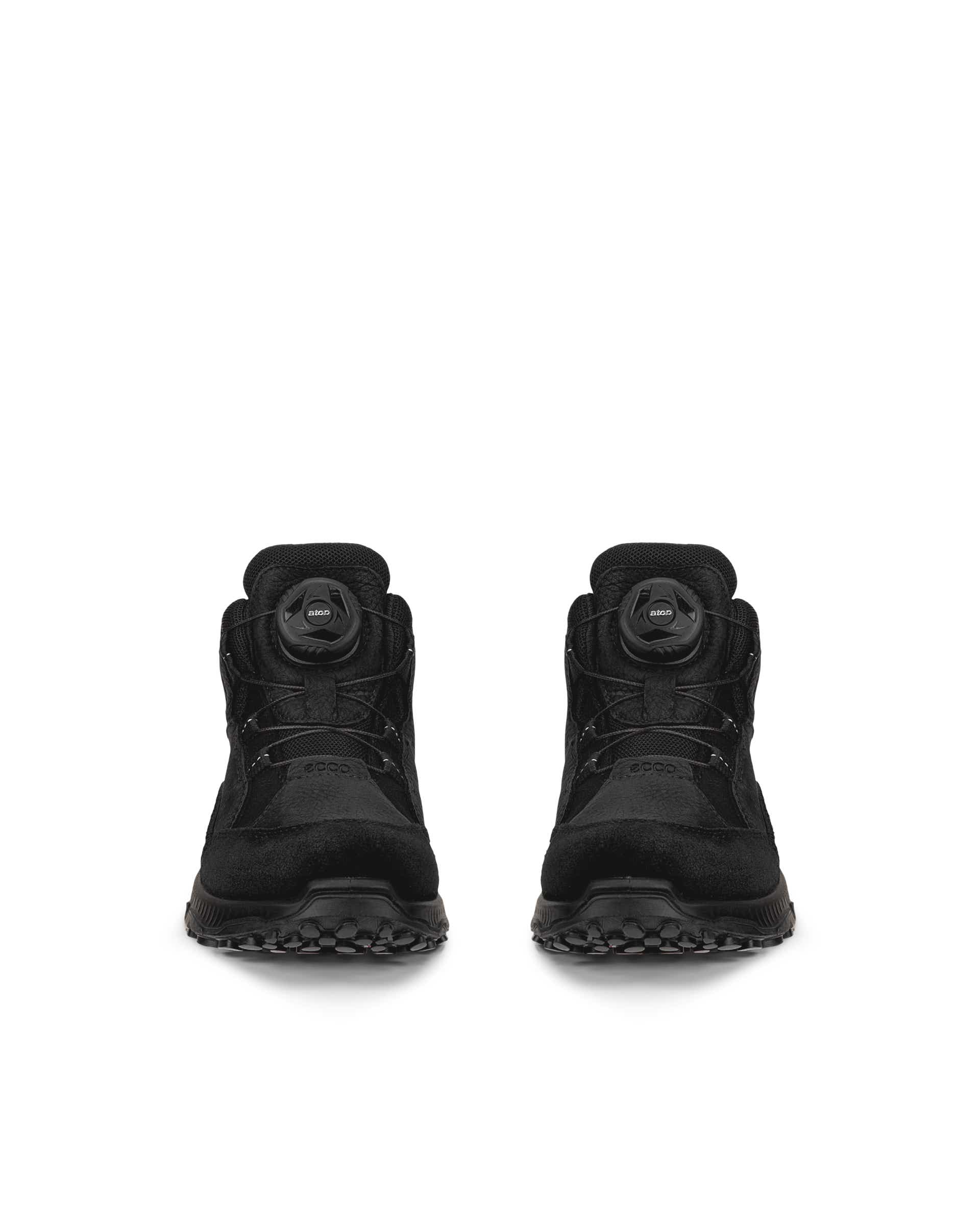 Kids' ECCO® RECEPTOR XP K Nubuck Waterproof Mid-Cut Outdoor Boot - Black - Front pair