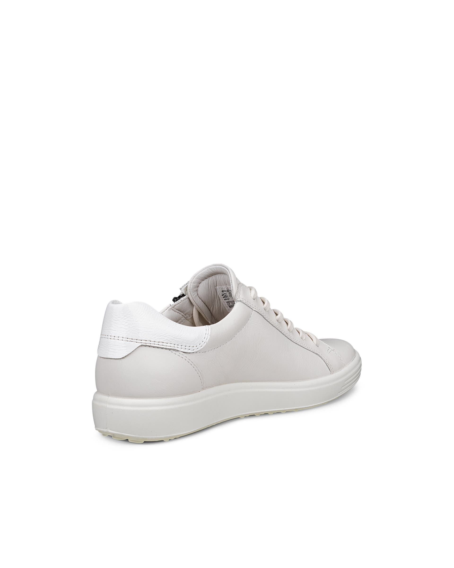 Women's ECCO® Soft 7 Leather Side-Zip Sneaker - White - Back