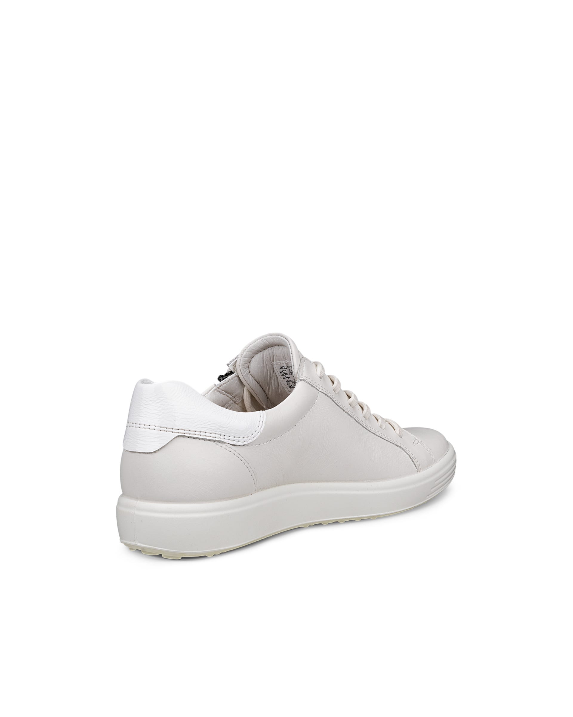 Women's ECCO® Soft 7 Leather Side-Zip Sneaker - White - Back