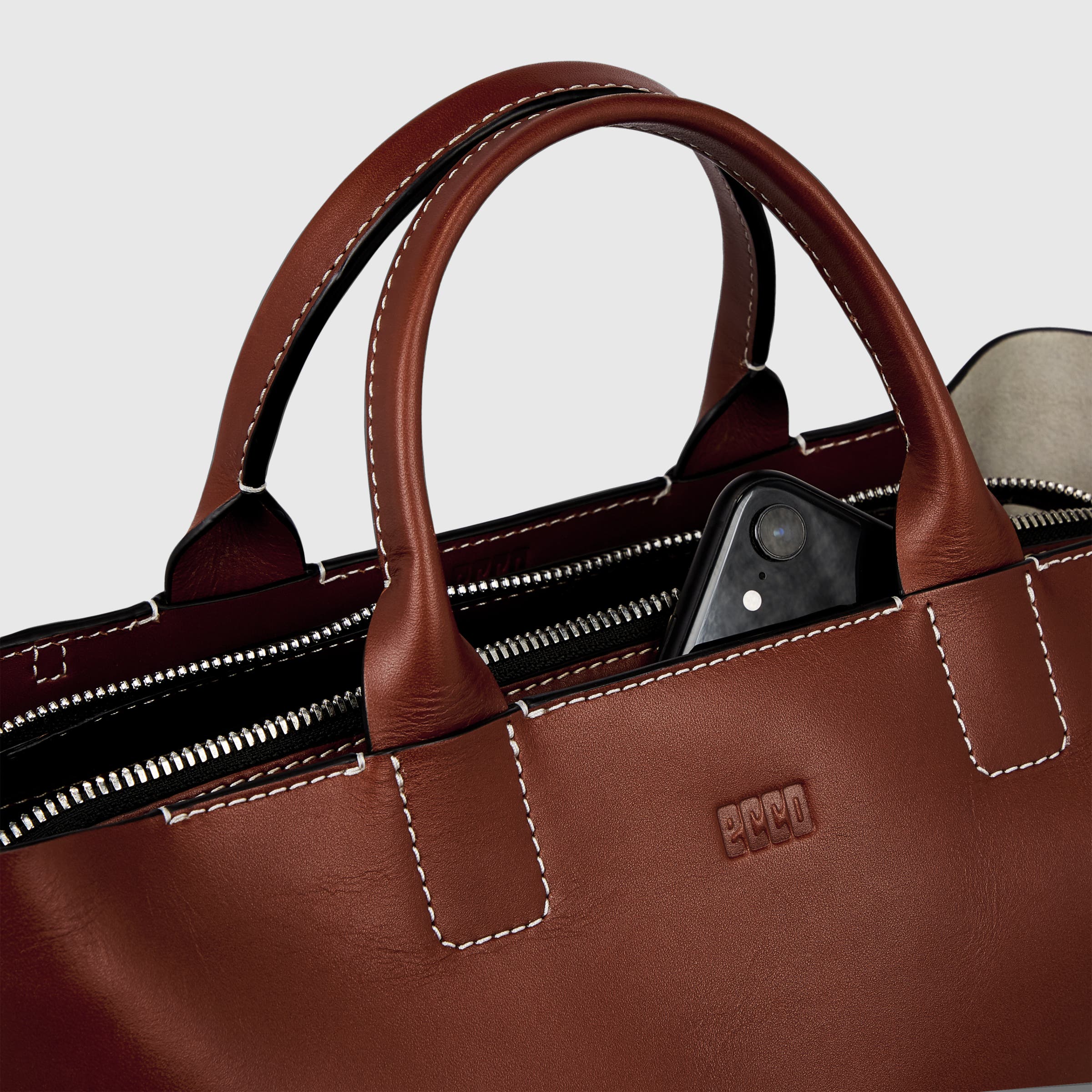 ECCO® E Leather Tote Bag - Red - Detail-2