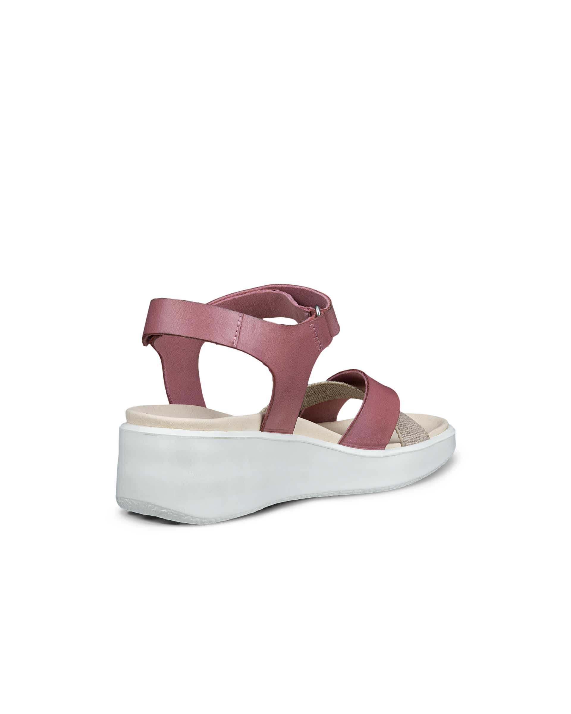Women's ECCO® FLOWT WEDGE LX Leather Wedge Sandal - Pink - Back