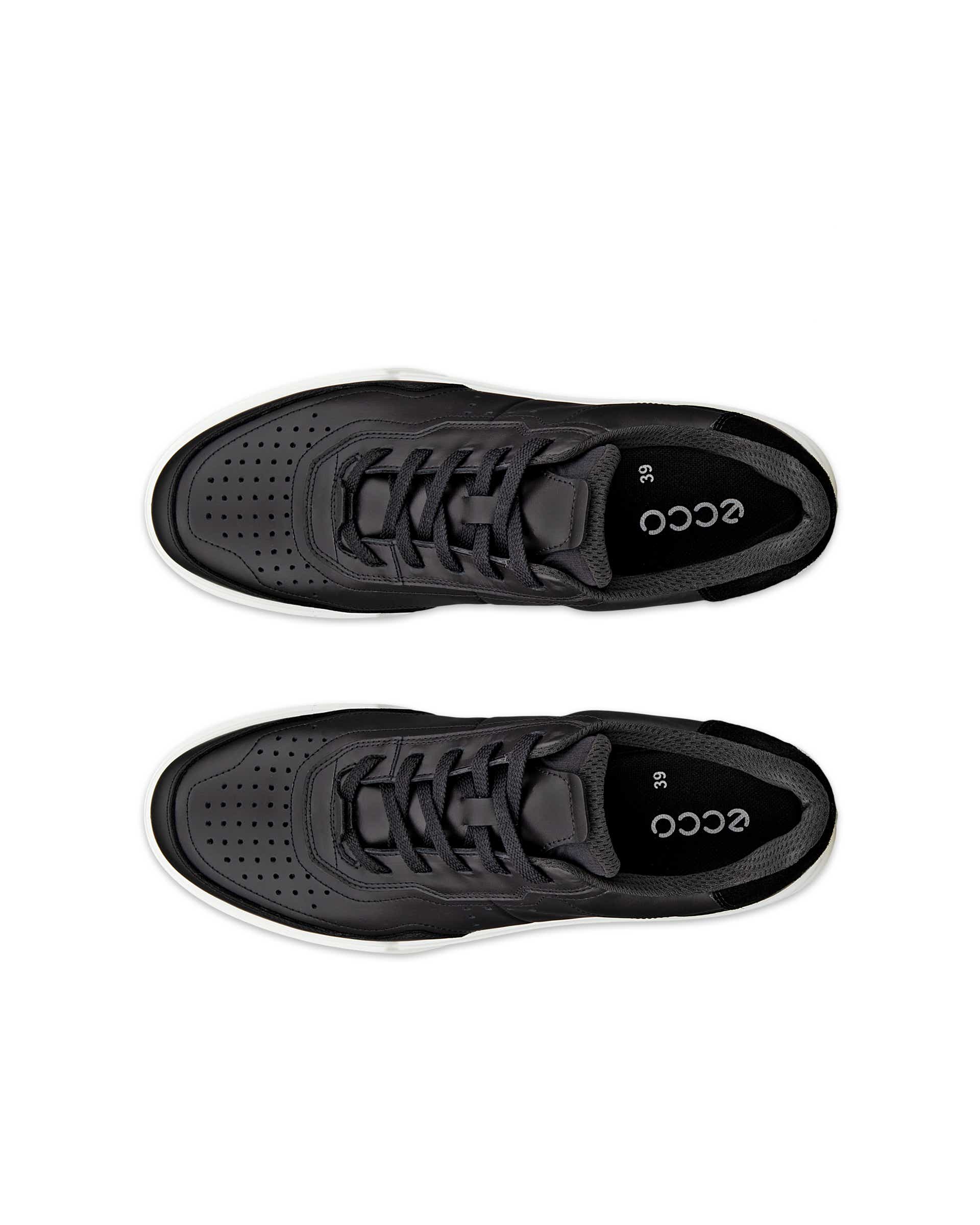 ECCO® STREET COURT baskets en cuir pour femme - Noir - Top left pair