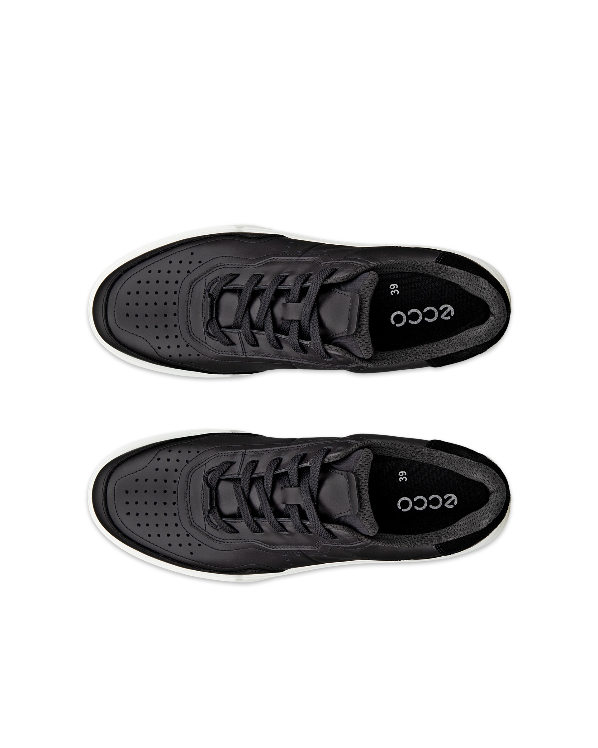 ECCO® STREET COURT baskets en cuir pour femme - Noir - Top left pair