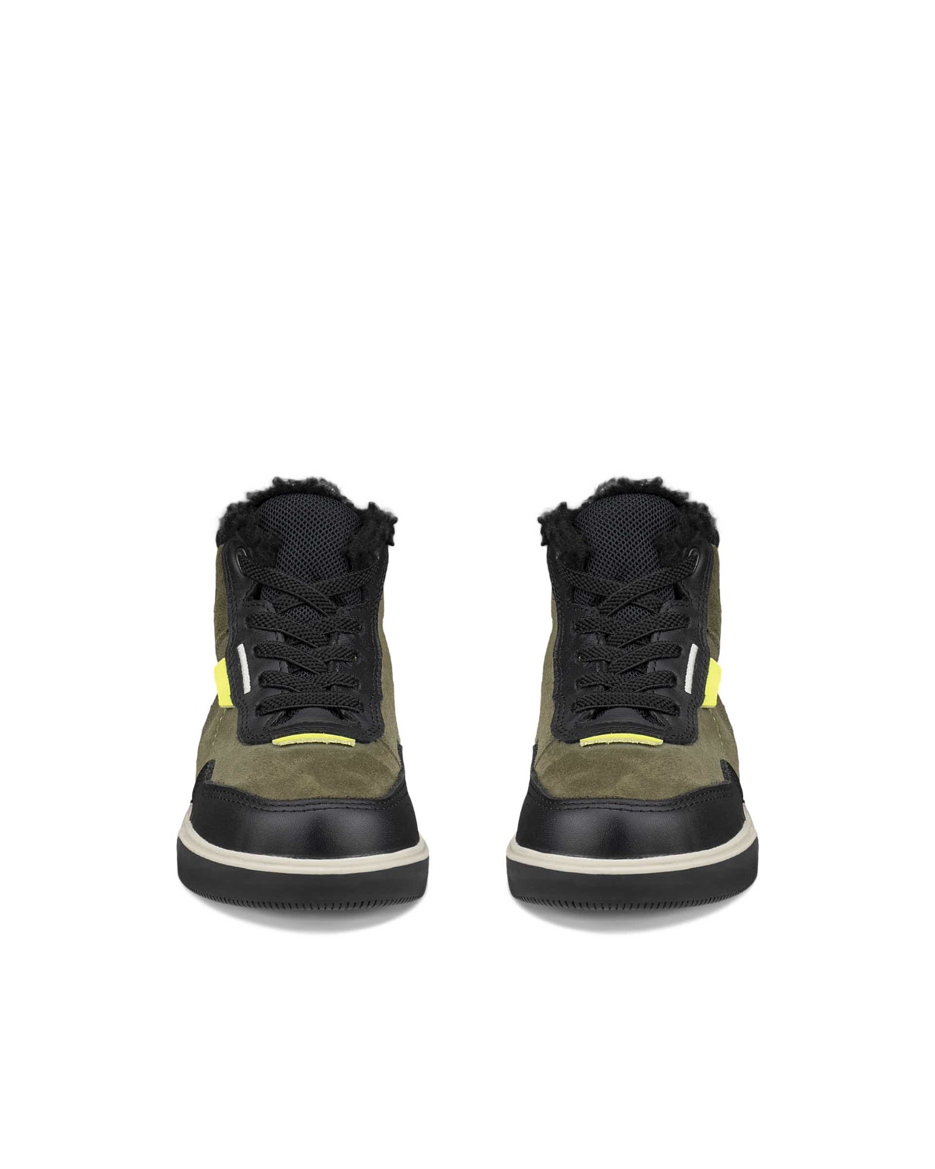 Dětská kožená zimní kotníčková voděodolná obuv ECCO® STREET COURT K - Zelená - Front pair
