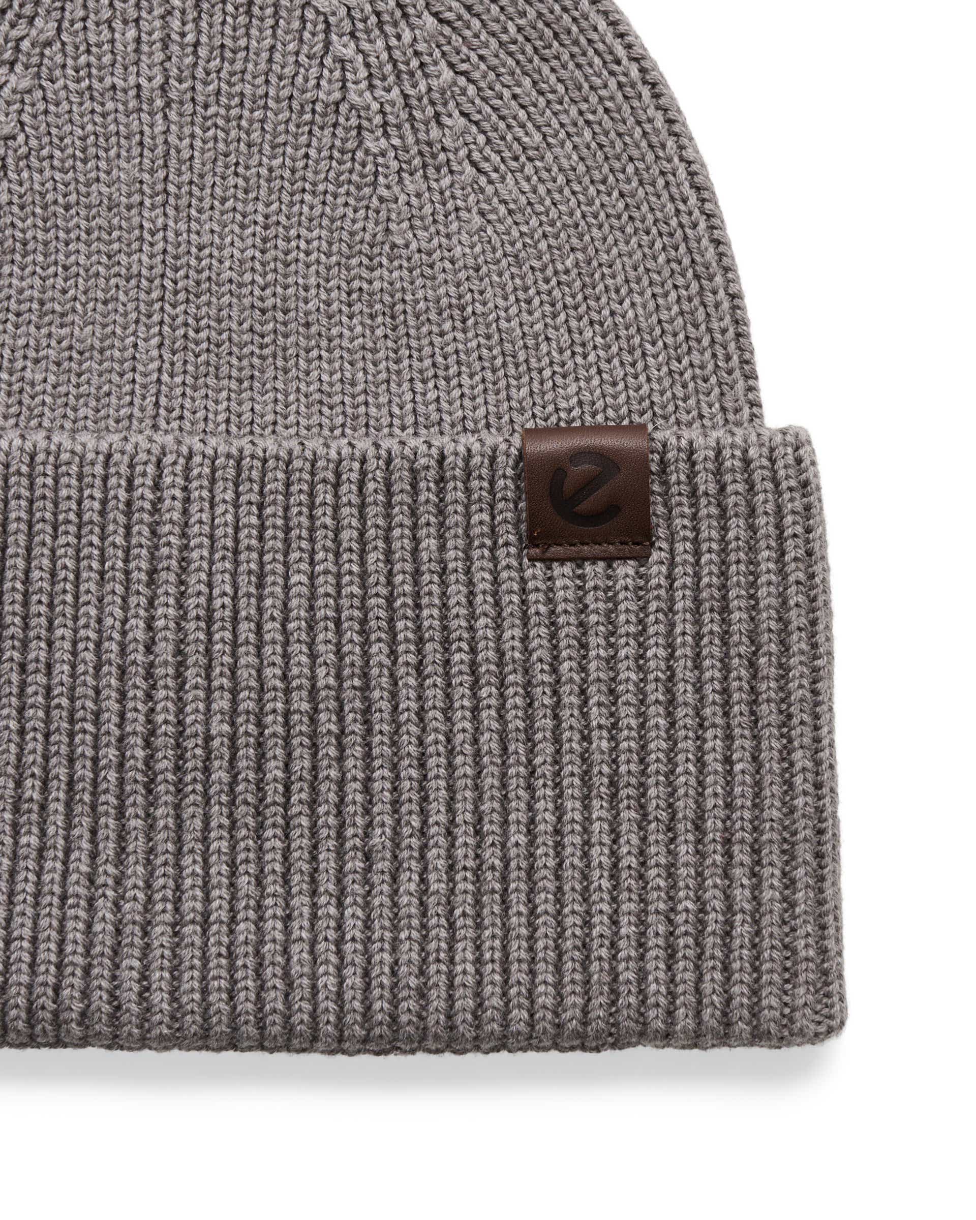 ECCO® MENS RIBBED BEANIE Herren Mütze - Grau - Detail-1
