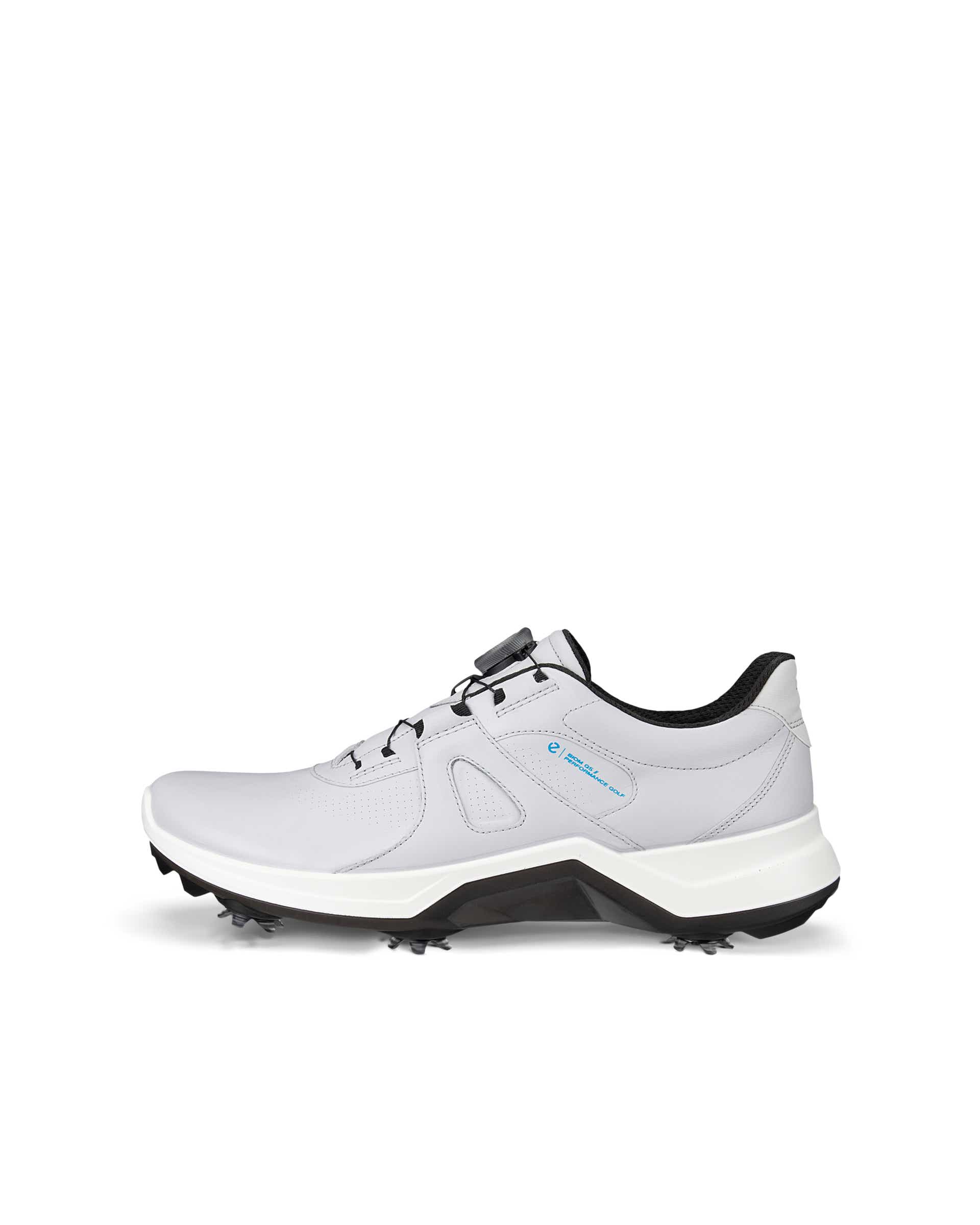 Men's ECCO® Golf Biom G5 BOA Leather Cleated Waterproof Golf Shoe - Gray - Outside