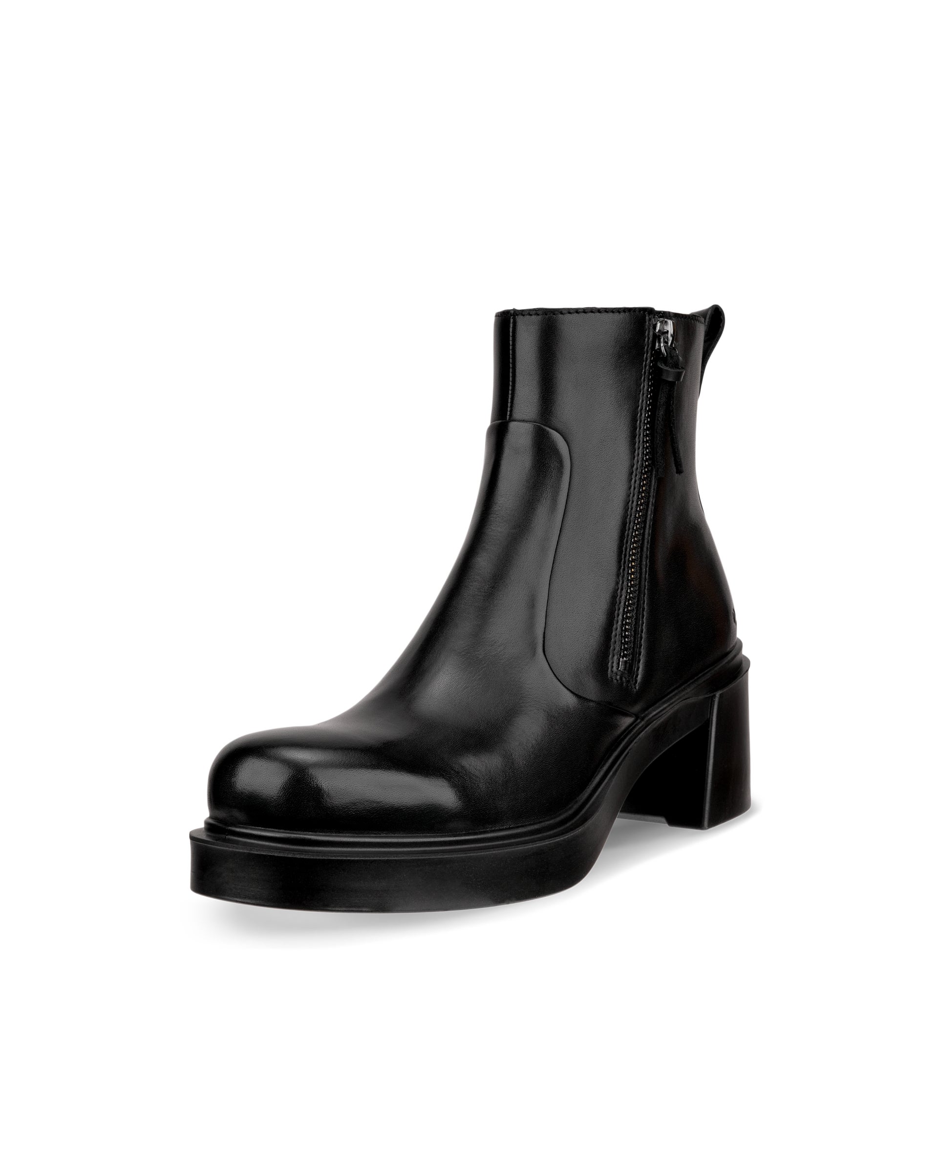 Women's ECCO® Metropole Seoul 45 Leather Heeled Mid-Cut Boot - Black - Main