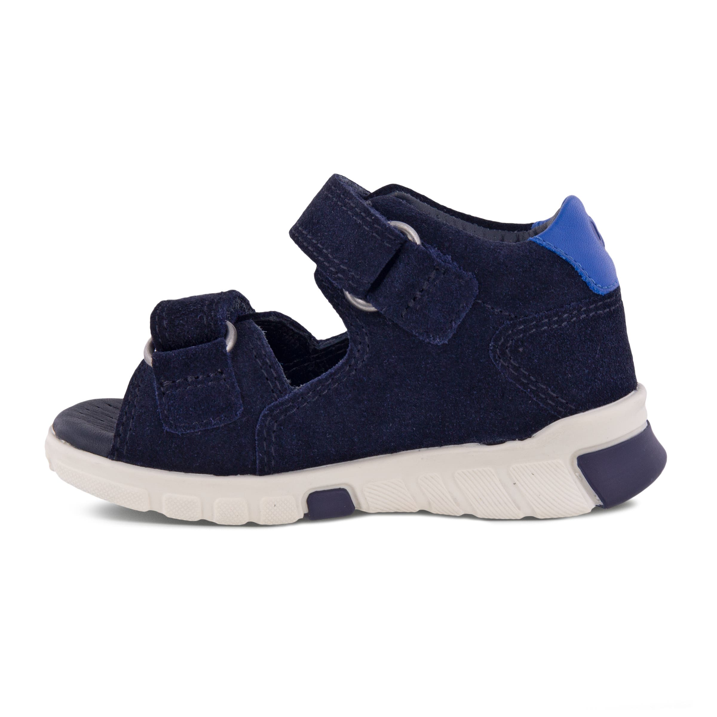 Kids' ECCO® Mini Stride Suede Fisherman Sandal - Blue - Inside