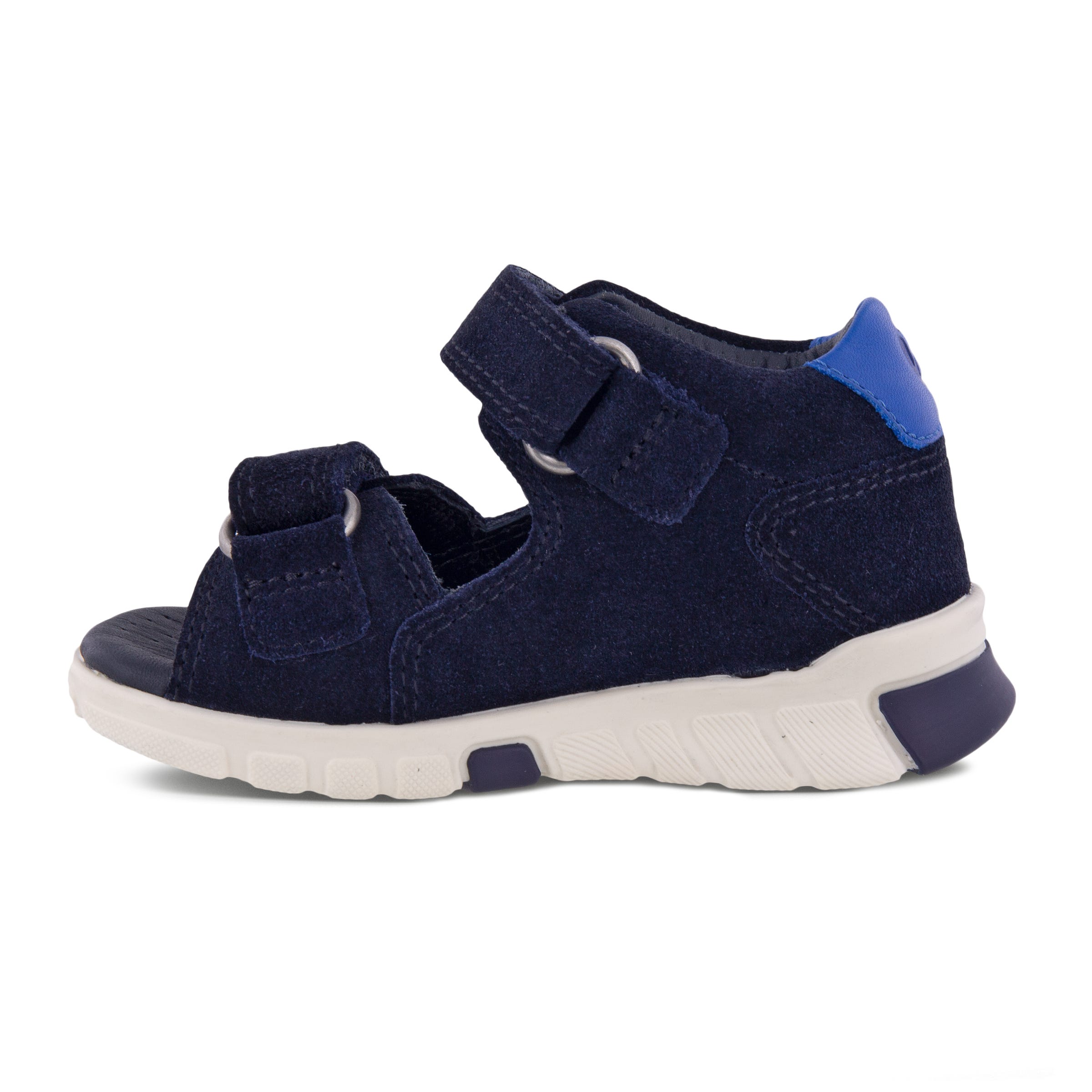 Kids' ECCO® Mini Stride Suede Fisherman Sandal - Blue - Inside