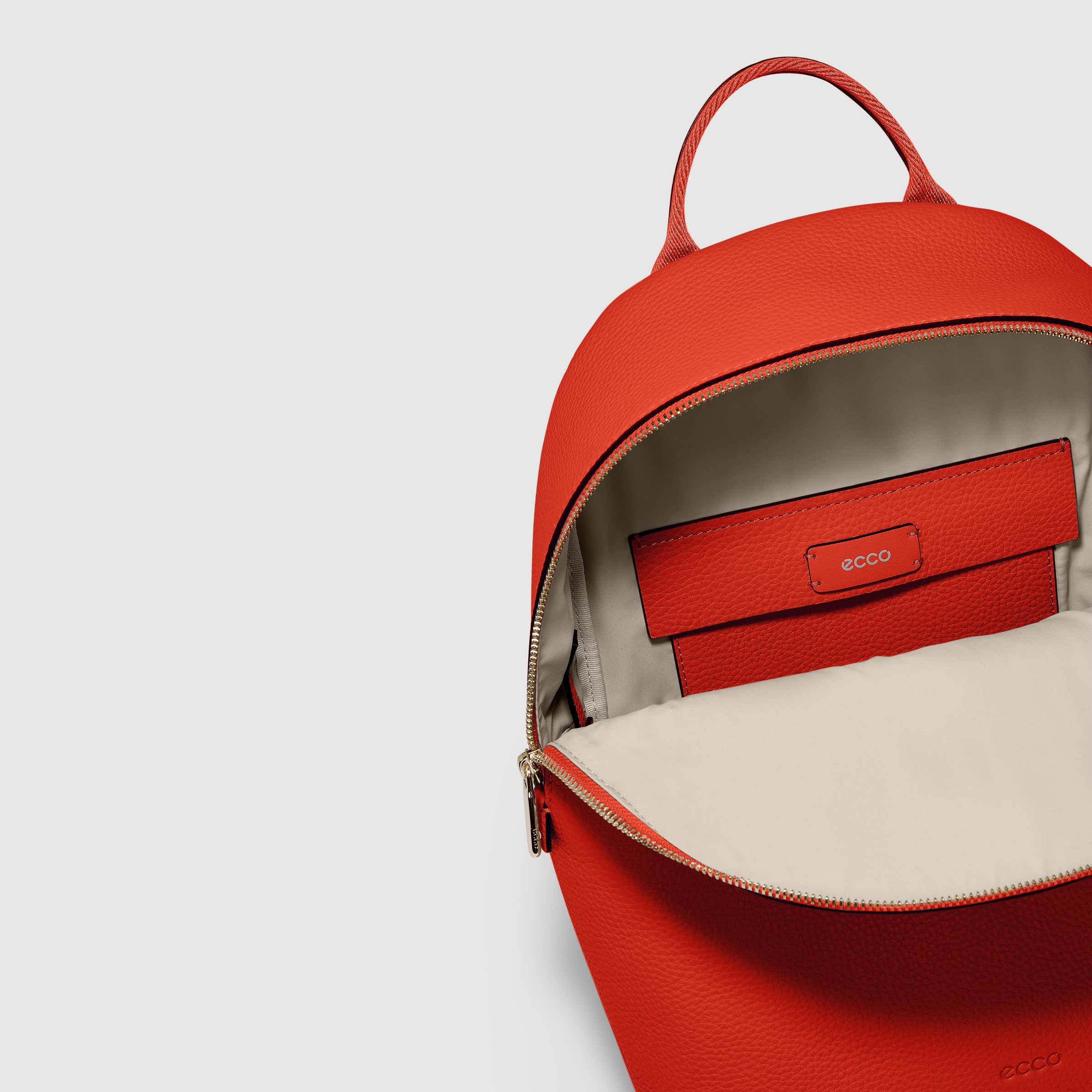 ECCO® Textureblock Leather Backpack - Red - Inside