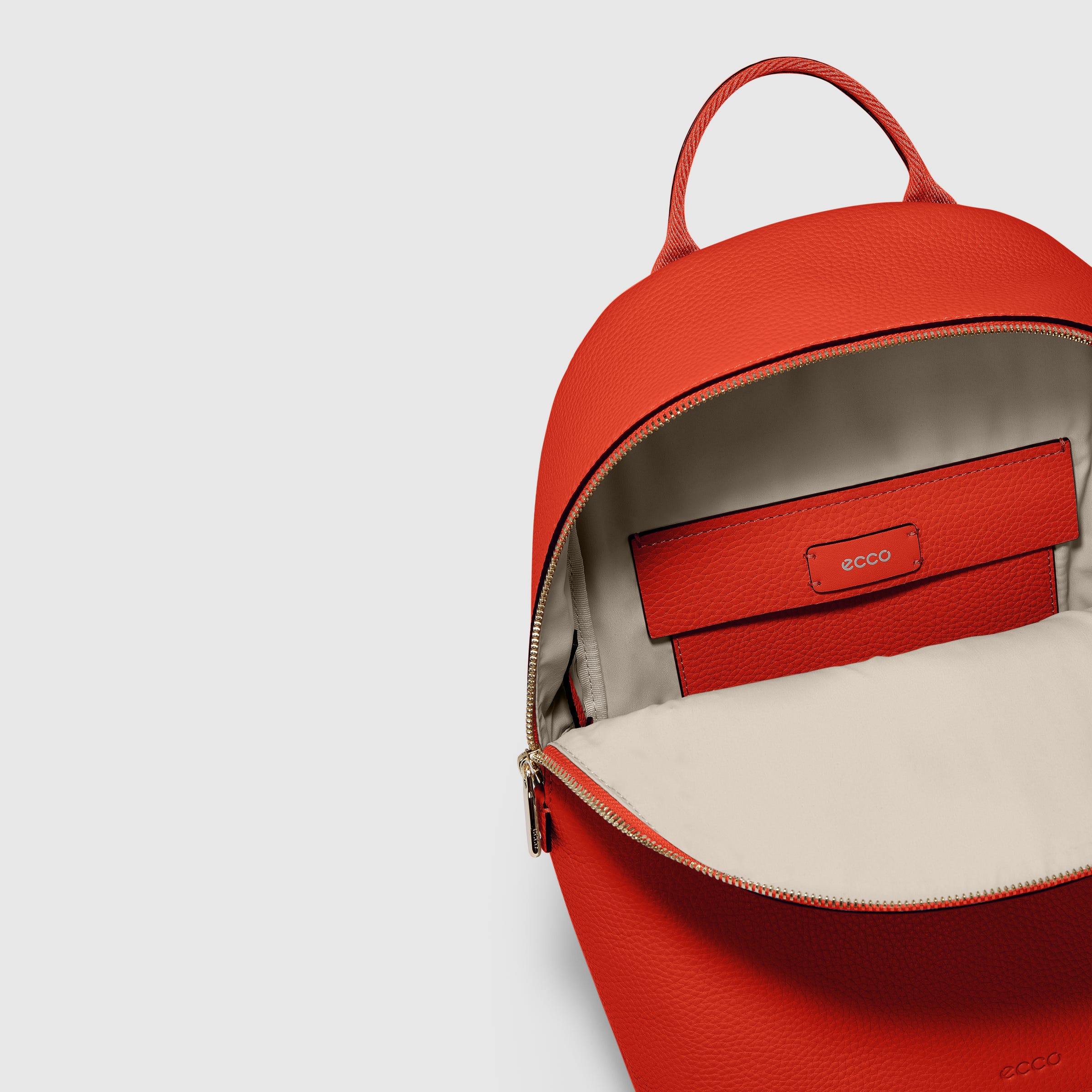 ECCO® Textureblock Leather Backpack - Red - Inside