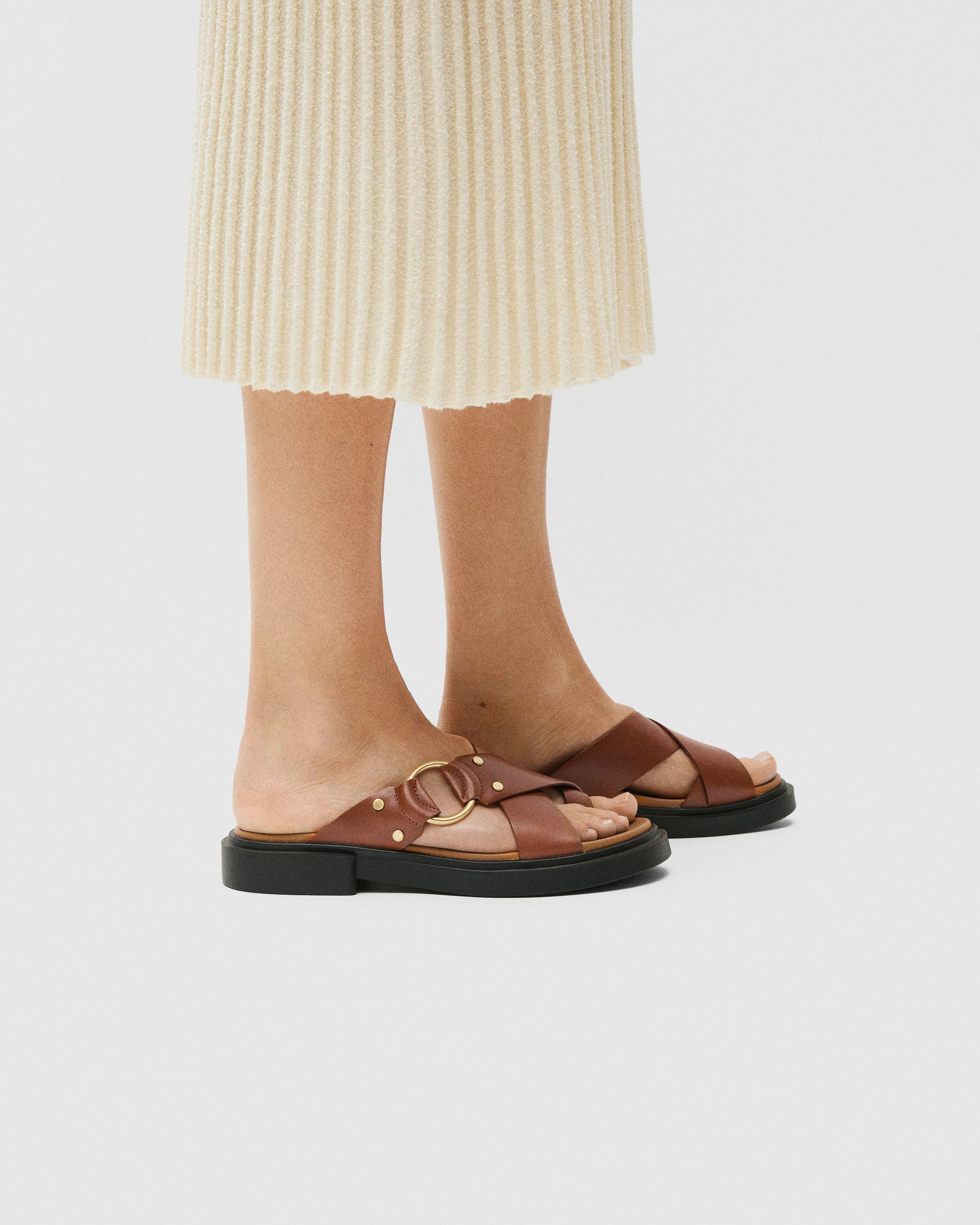 Women's ECCO® Metropole Seoul Leather Ring Sandal - Brown - Lifestyle image-1