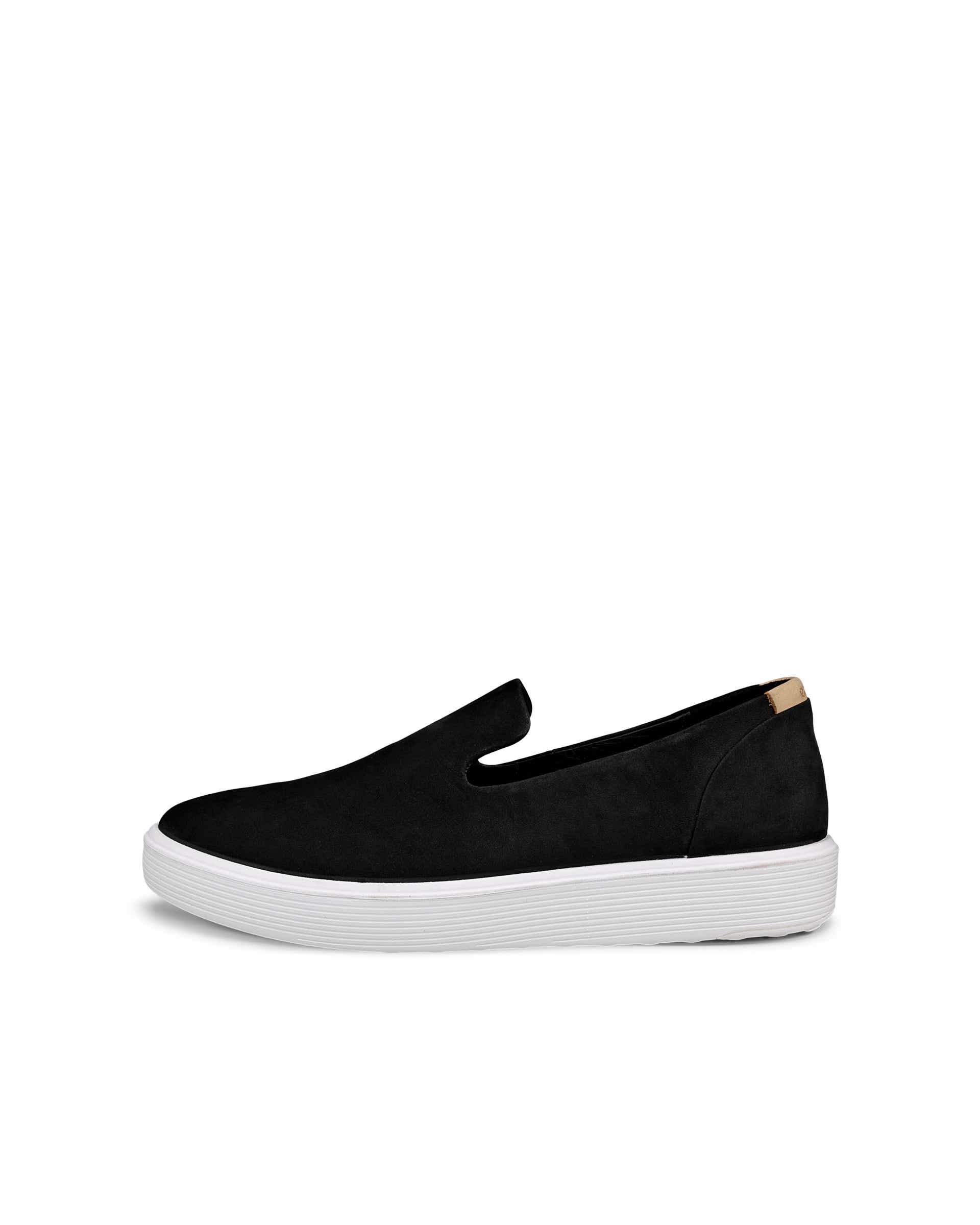 Women's ECCO® Soft 60 Nubuck Slip-On - Black - Outside