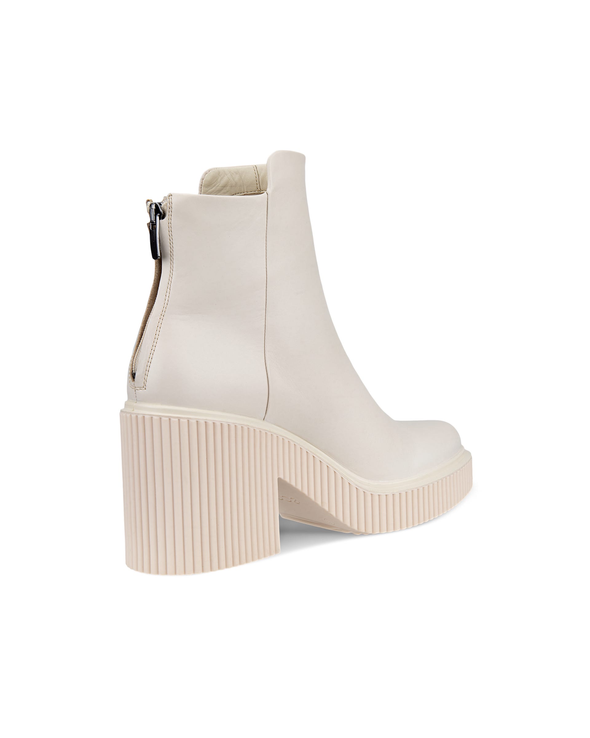 ECCO Fluted Heel ウィメンズ レザーアンクルブーツ - ベージュ - Back