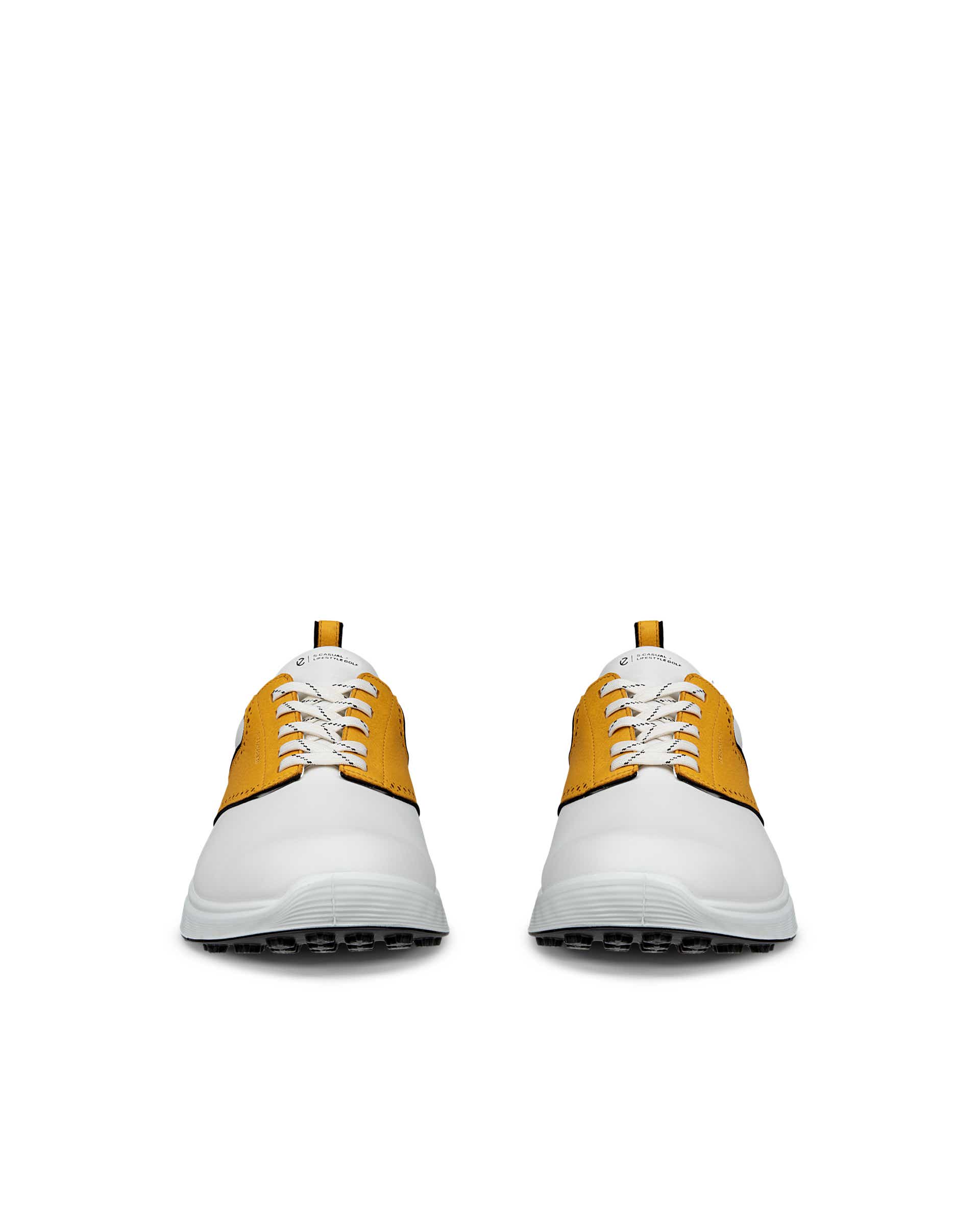 Men's ECCO® Golf S-Casual Leather Waterproof Golf Shoe - White - Front pair