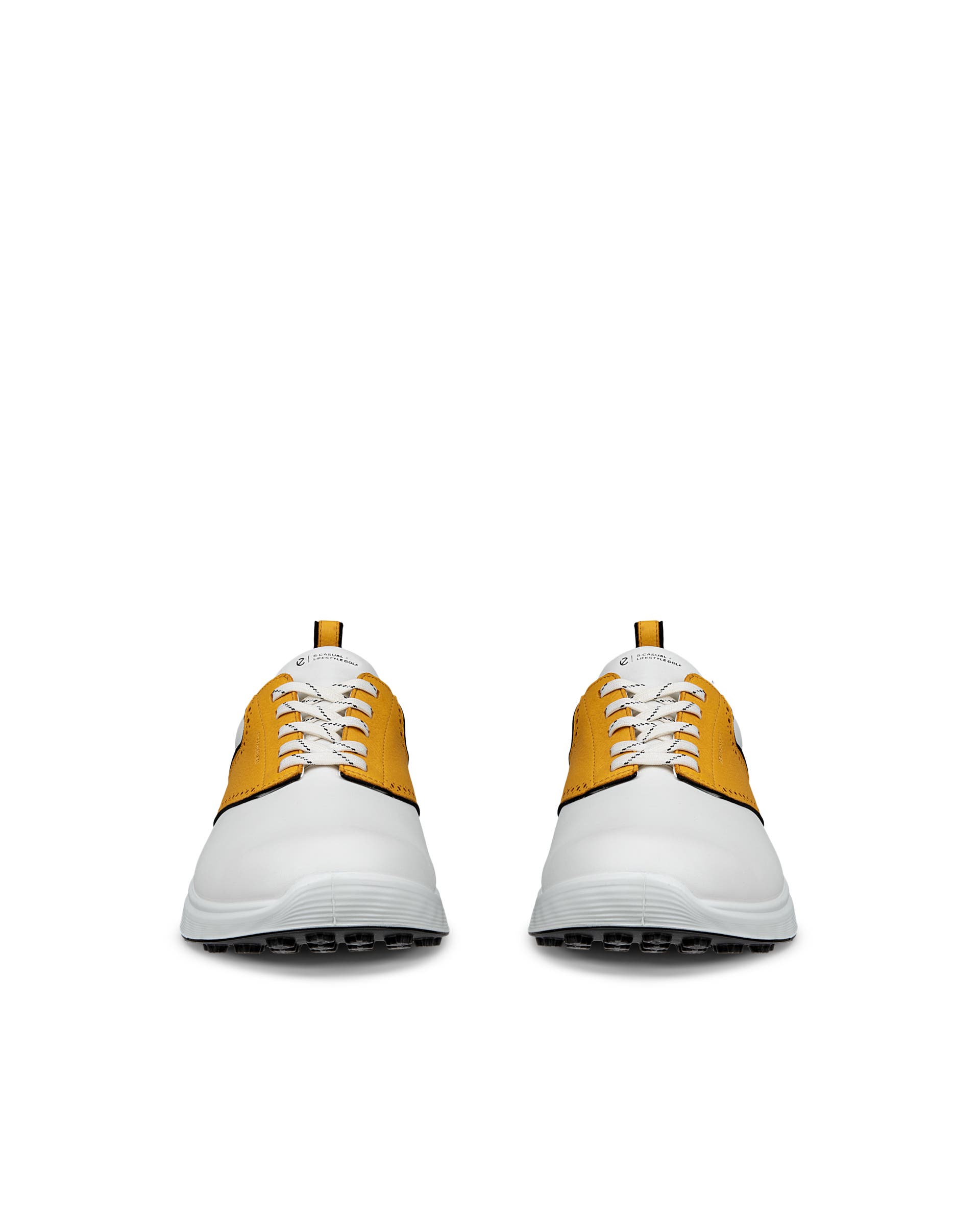 Men's ECCO® Golf S-Casual Leather Waterproof Golf Shoe - White - Front pair