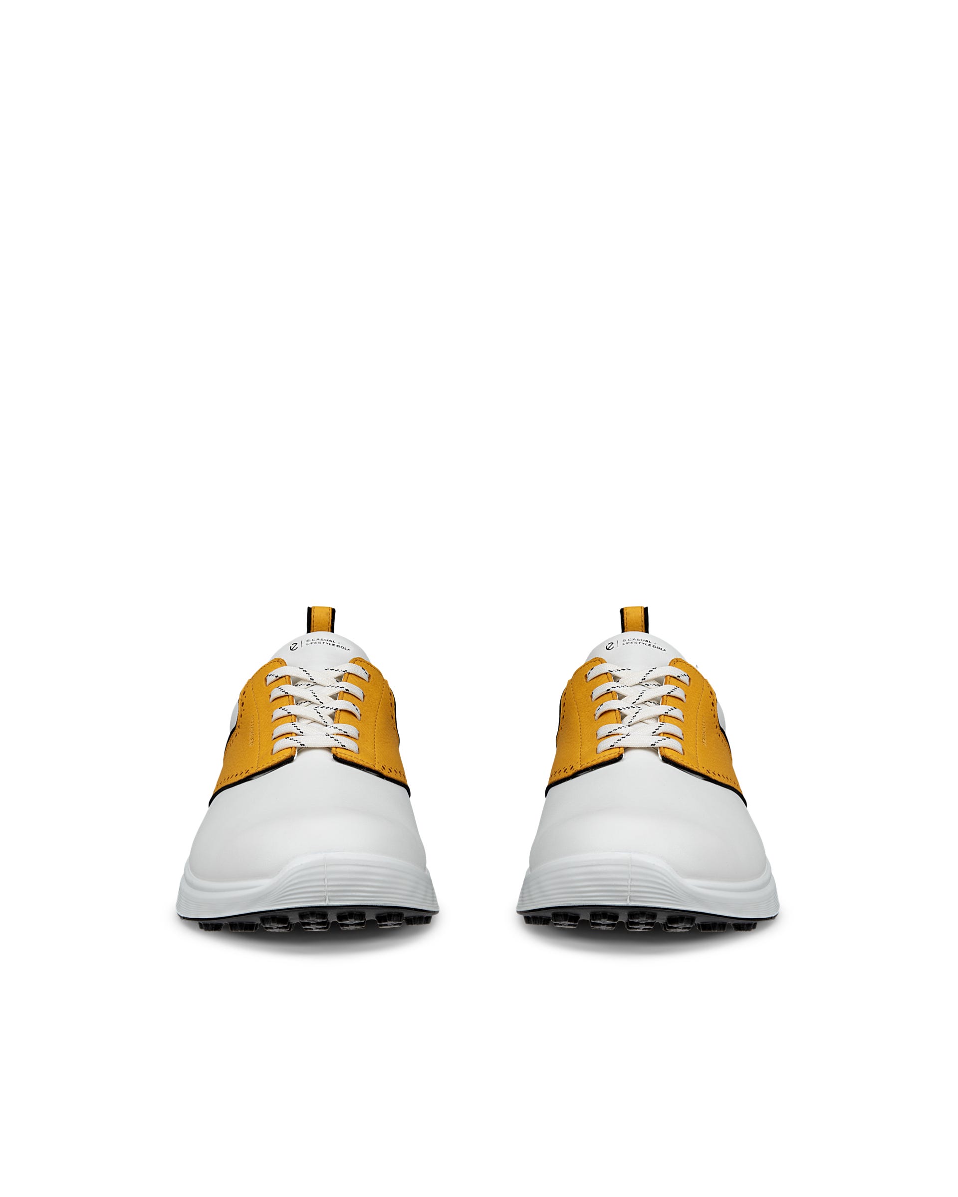 Men's ECCO® Golf S-Casual Leather Waterproof Golf Shoe - White - Front pair