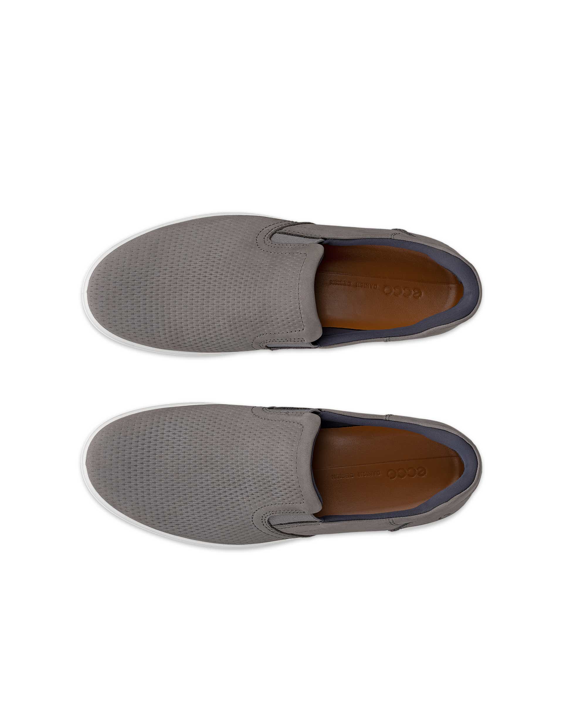 Men's ECCO® Soft 7 Nubuck Slip-In Shoe - Gray - Top left pair