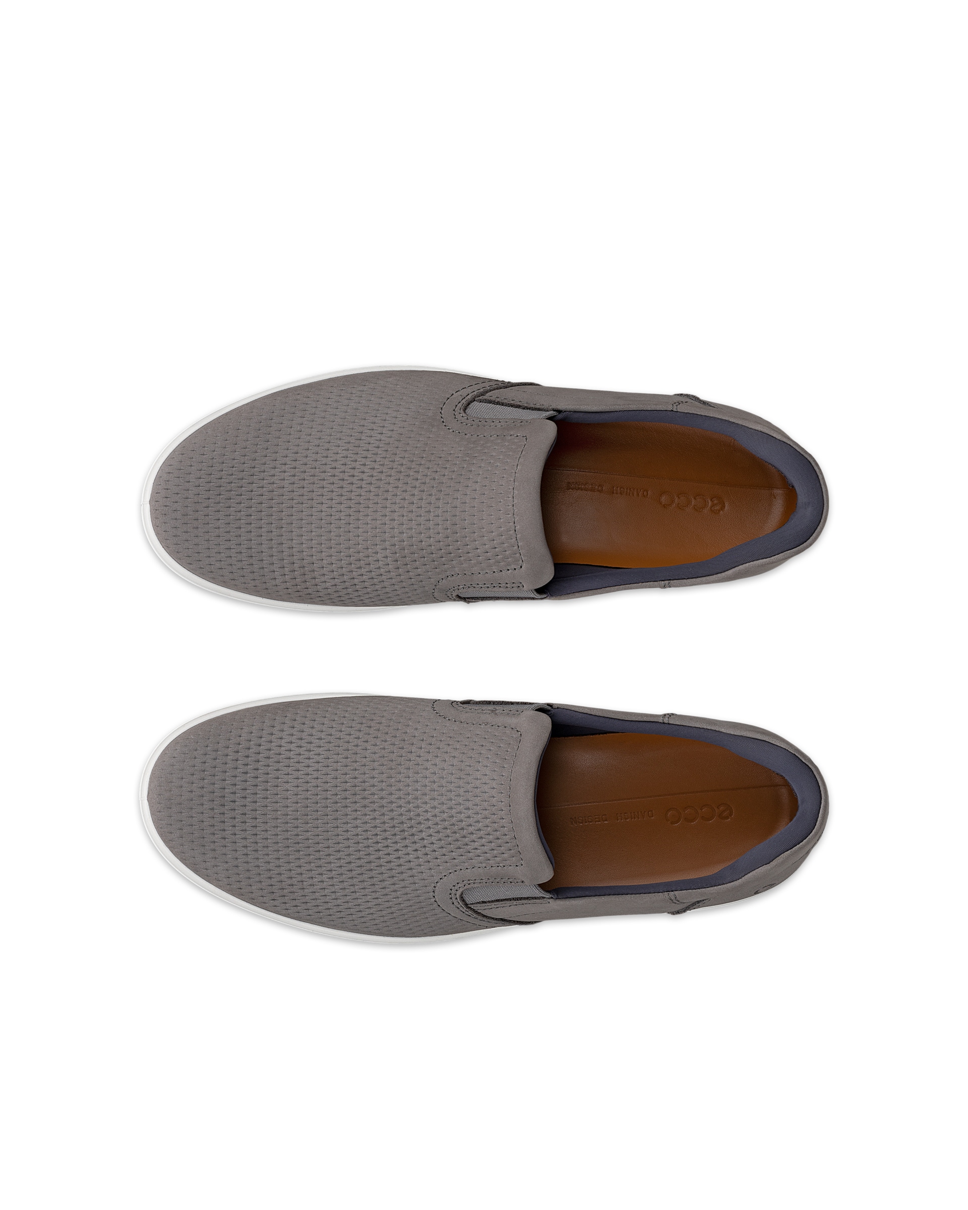 Men's ECCO® Soft 7 Nubuck Slip-In Shoe - Grey - Top left pair