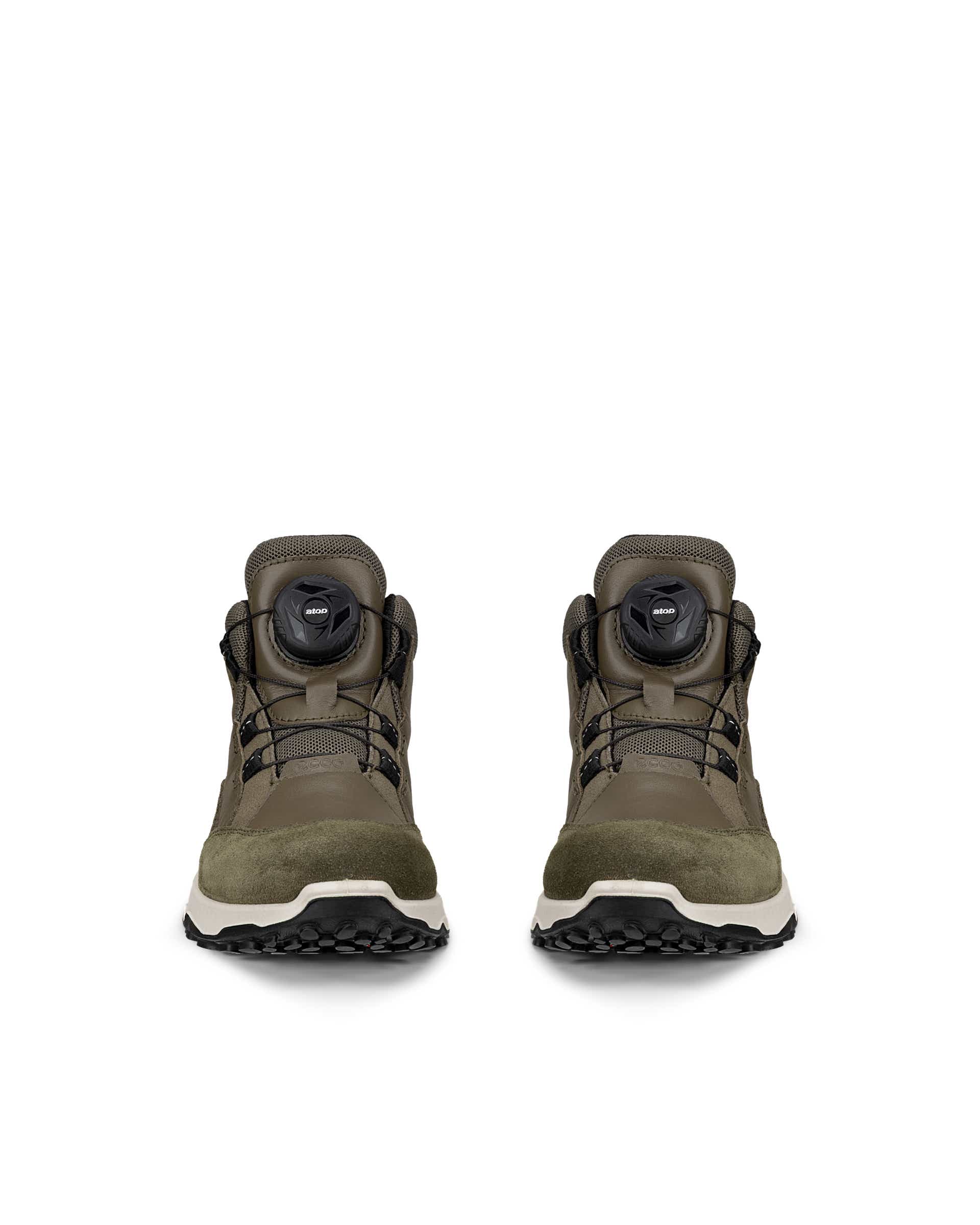 Botas impermeáveis caminhada meio cano couro criança ECCO® RECEPTOR XP K - Verde - Front pair