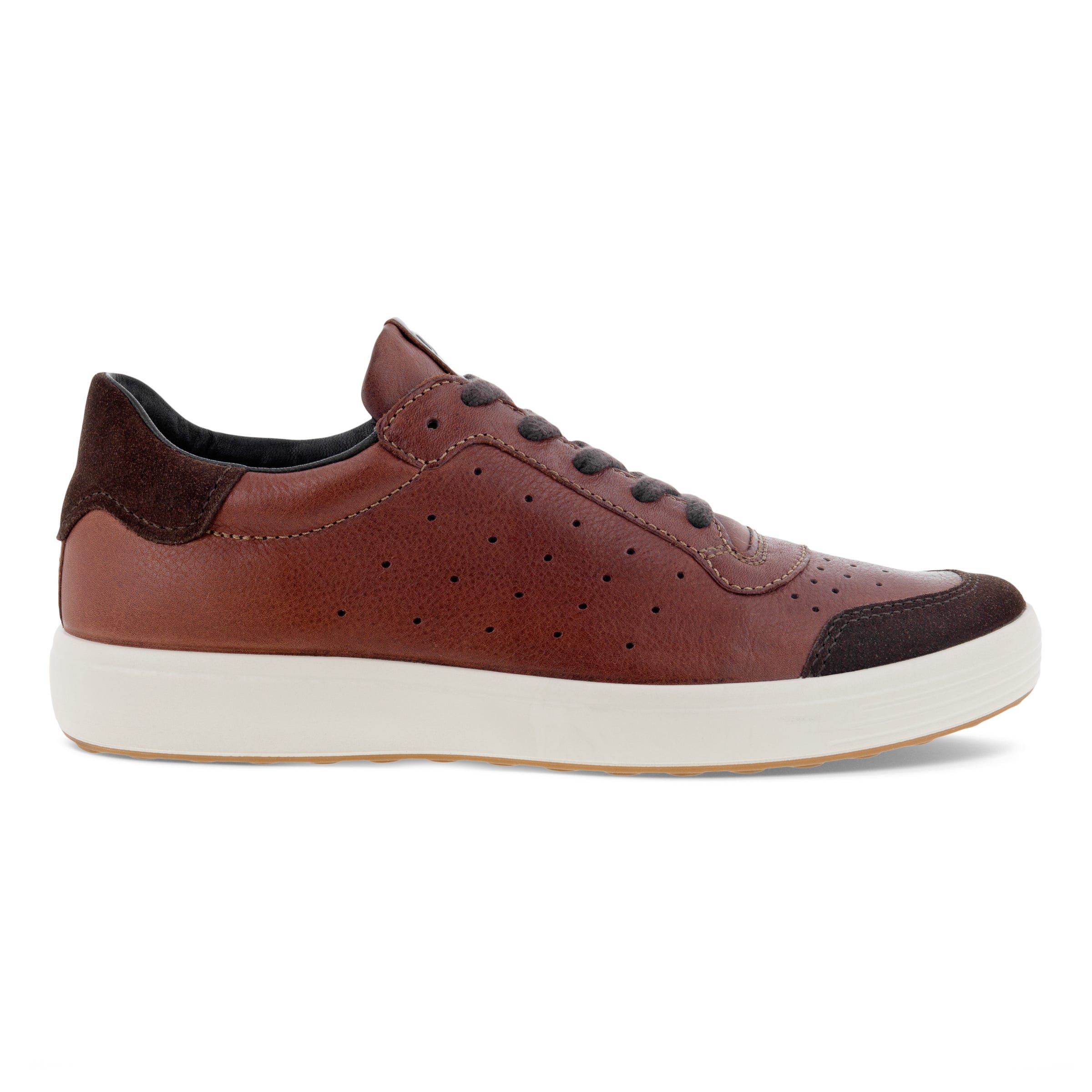 Men's ECCO® Soft 7 Leather Sneaker - Brown - Outside