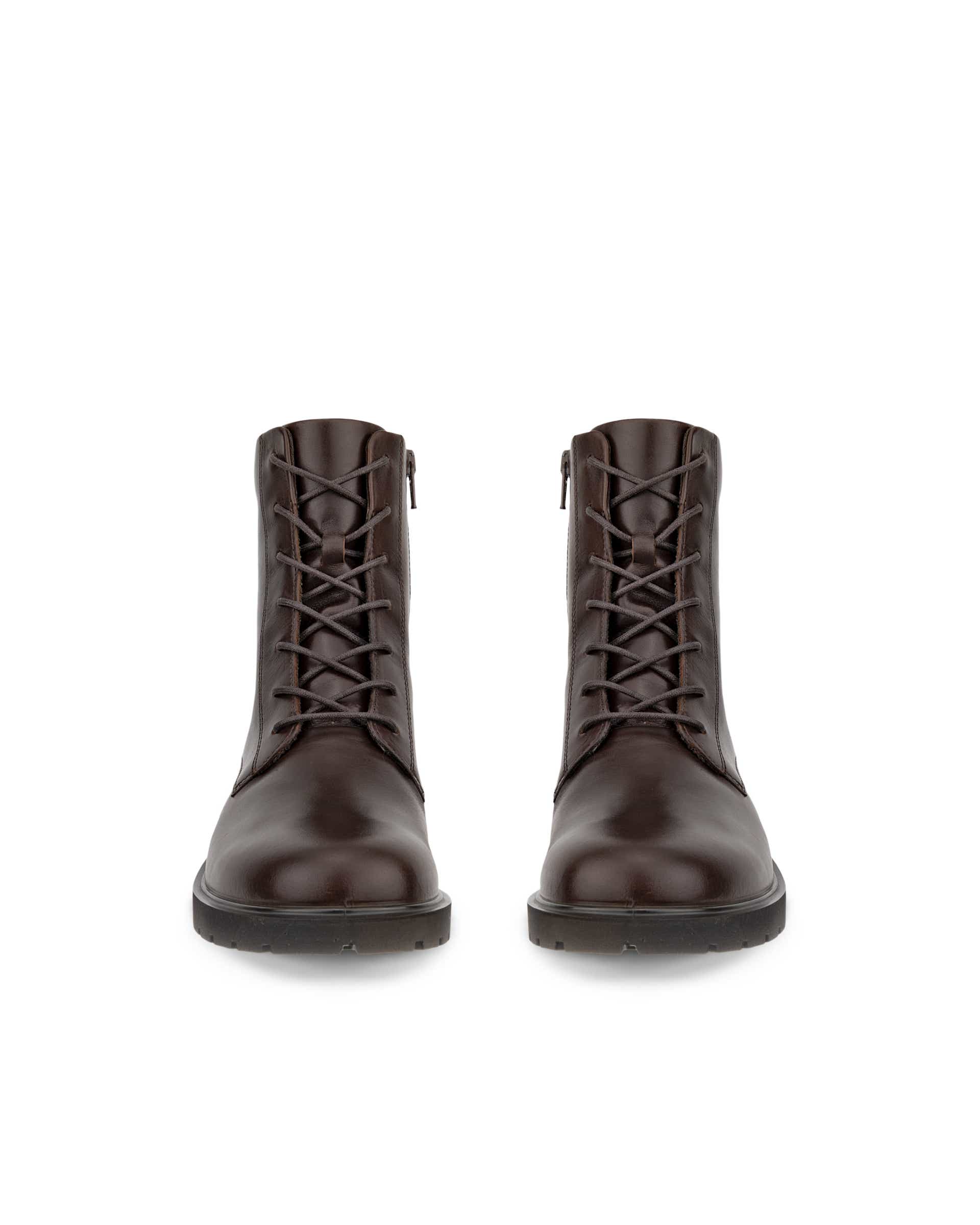 Damskie skórzane sznurowane buty ECCO® METROPOLE VIENNA - Brązowy - Front pair