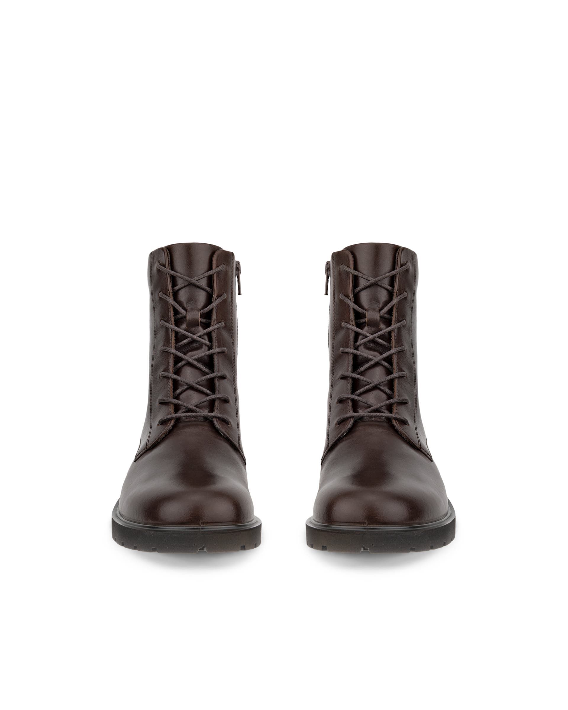 Damskie skórzane sznurowane buty ECCO® METROPOLE VIENNA - Brązowy - Front pair