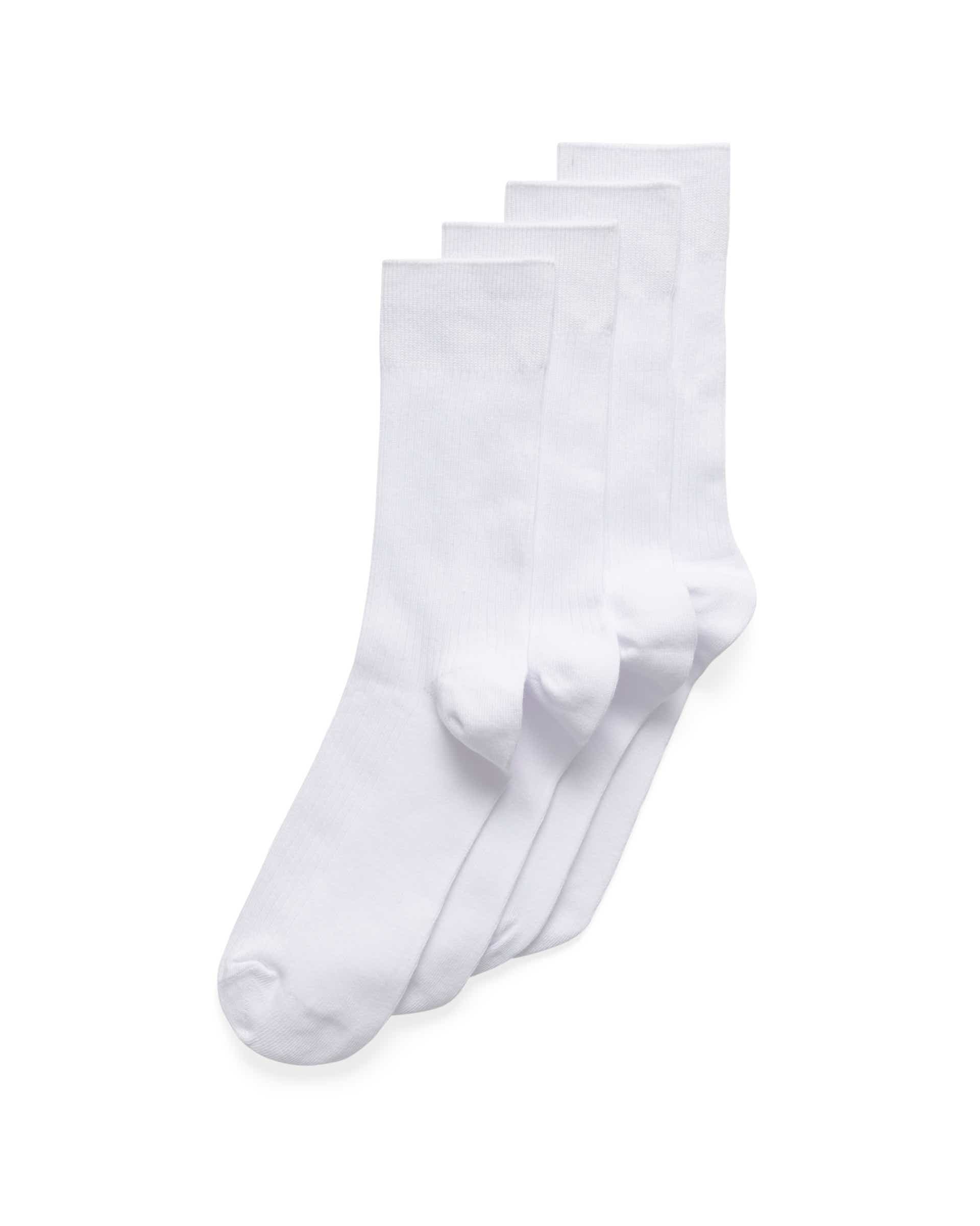Unisex ECCO® CLASSIC RIB MID CUT-2 PAC Ribbed Mid-Cut Socks - White - Main